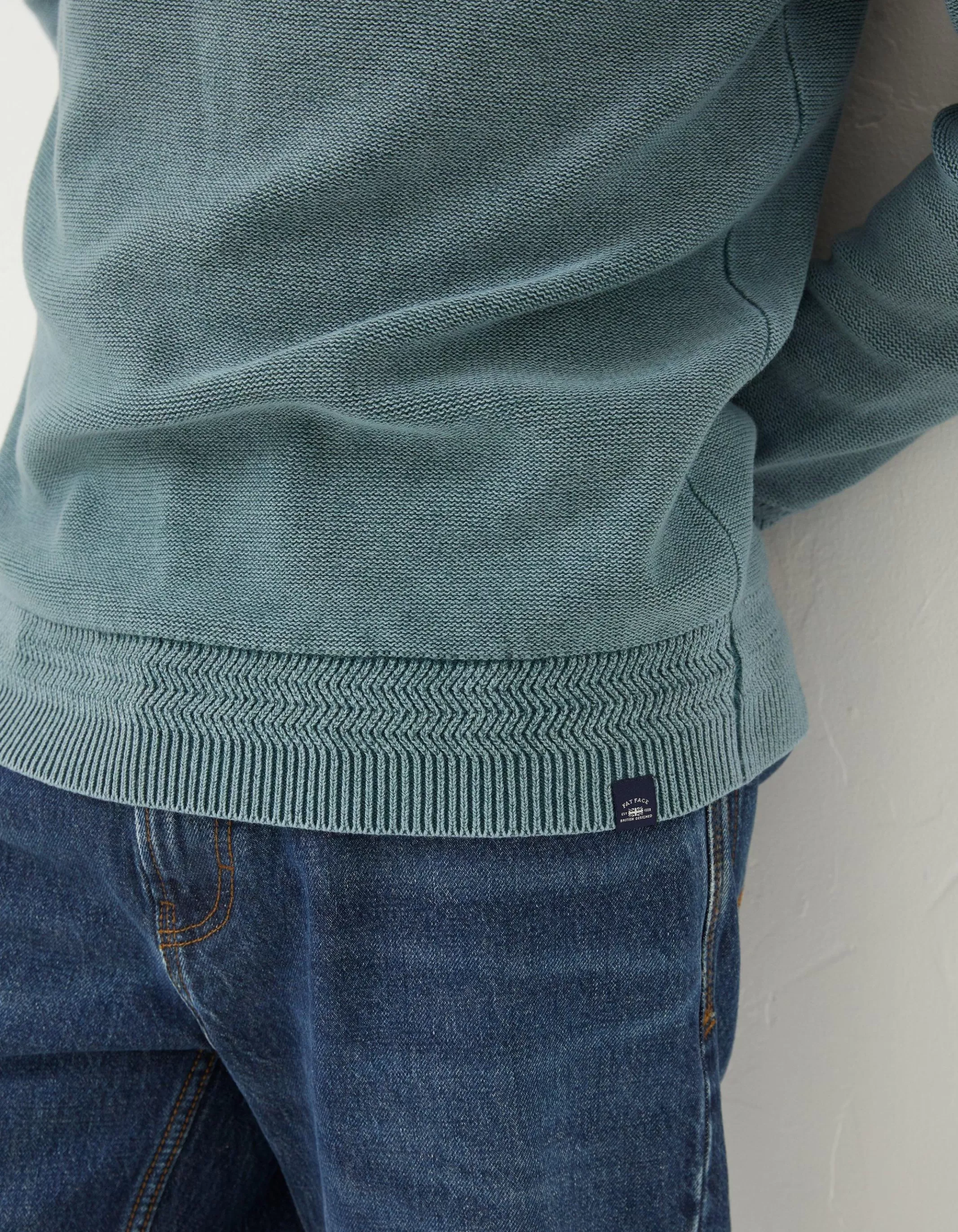 Discount FatFace Berwick Washed Crew Neck Teal Green