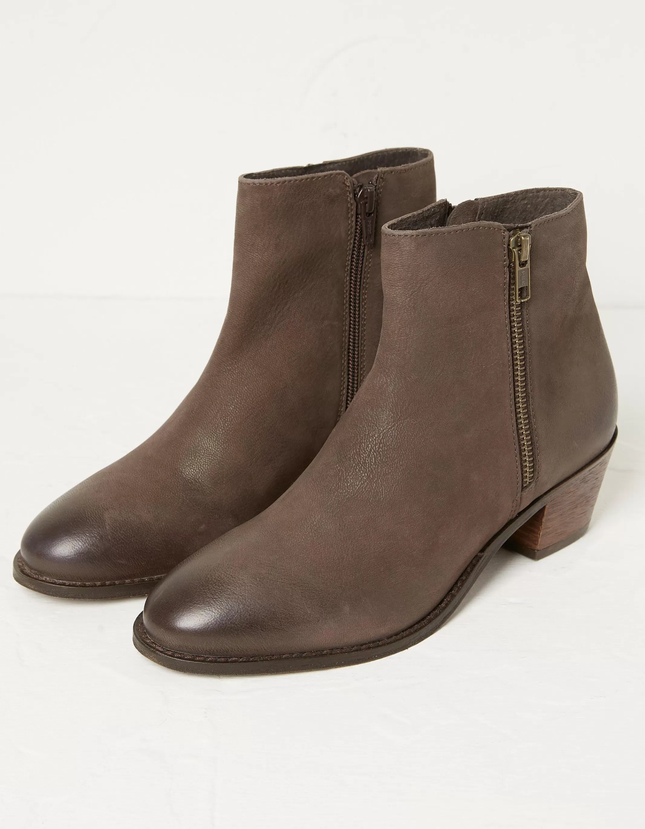 Cheap FatFace Betsy Zip Detail Ankle Boot Chocolate Brown