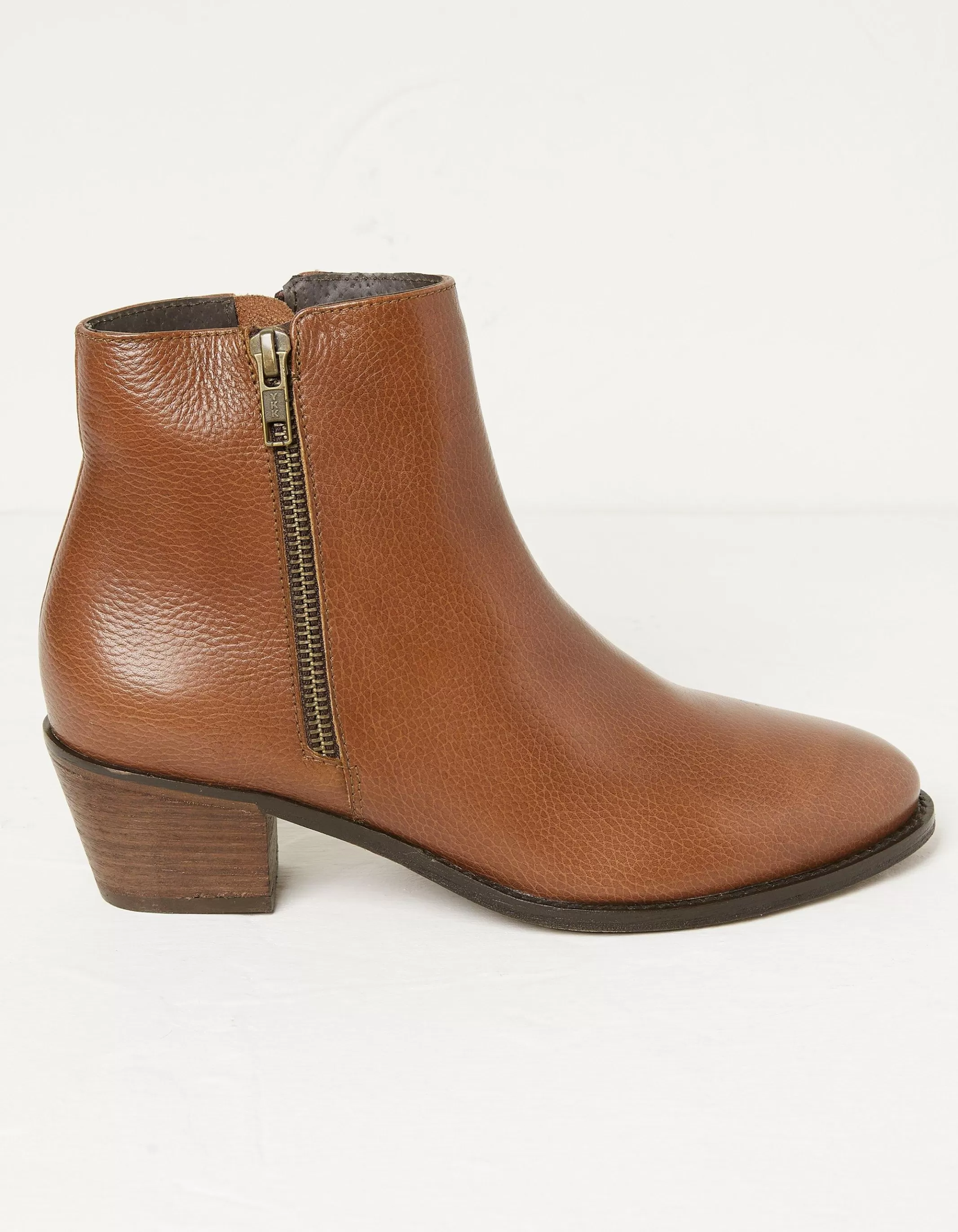 Shop FatFace Betsy Zip Detail Ankle Boot Tan