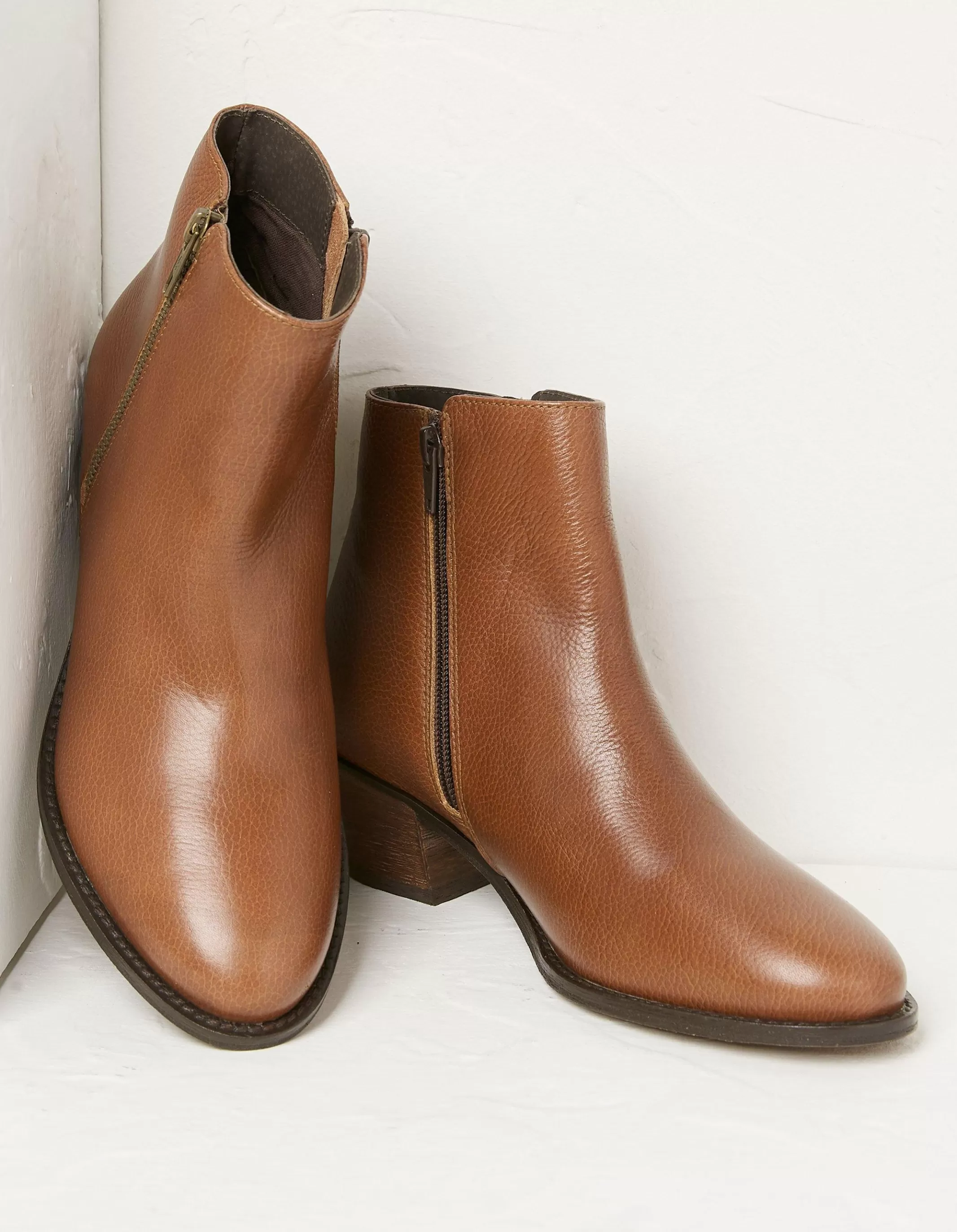 Shop FatFace Betsy Zip Detail Ankle Boot Tan