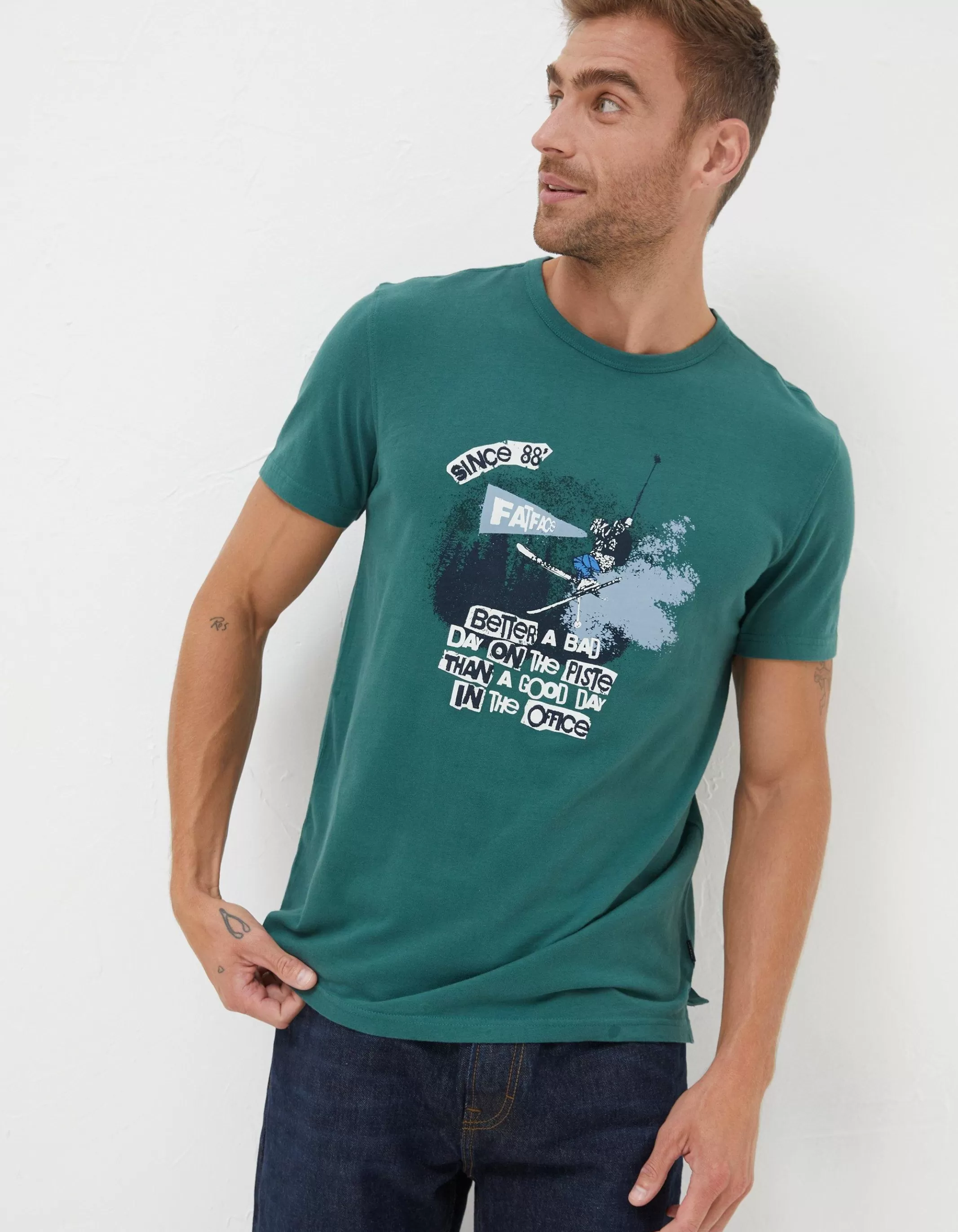 Best Sale FatFace Better A Bad Day Ski T Shirt Green