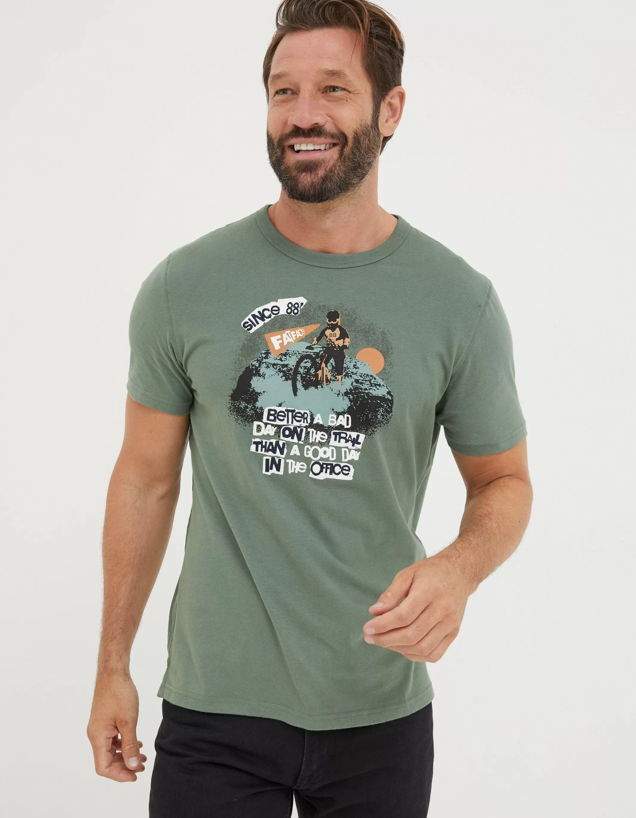 Best Sale FatFace Better A Bad Day Trail T Shirt Green