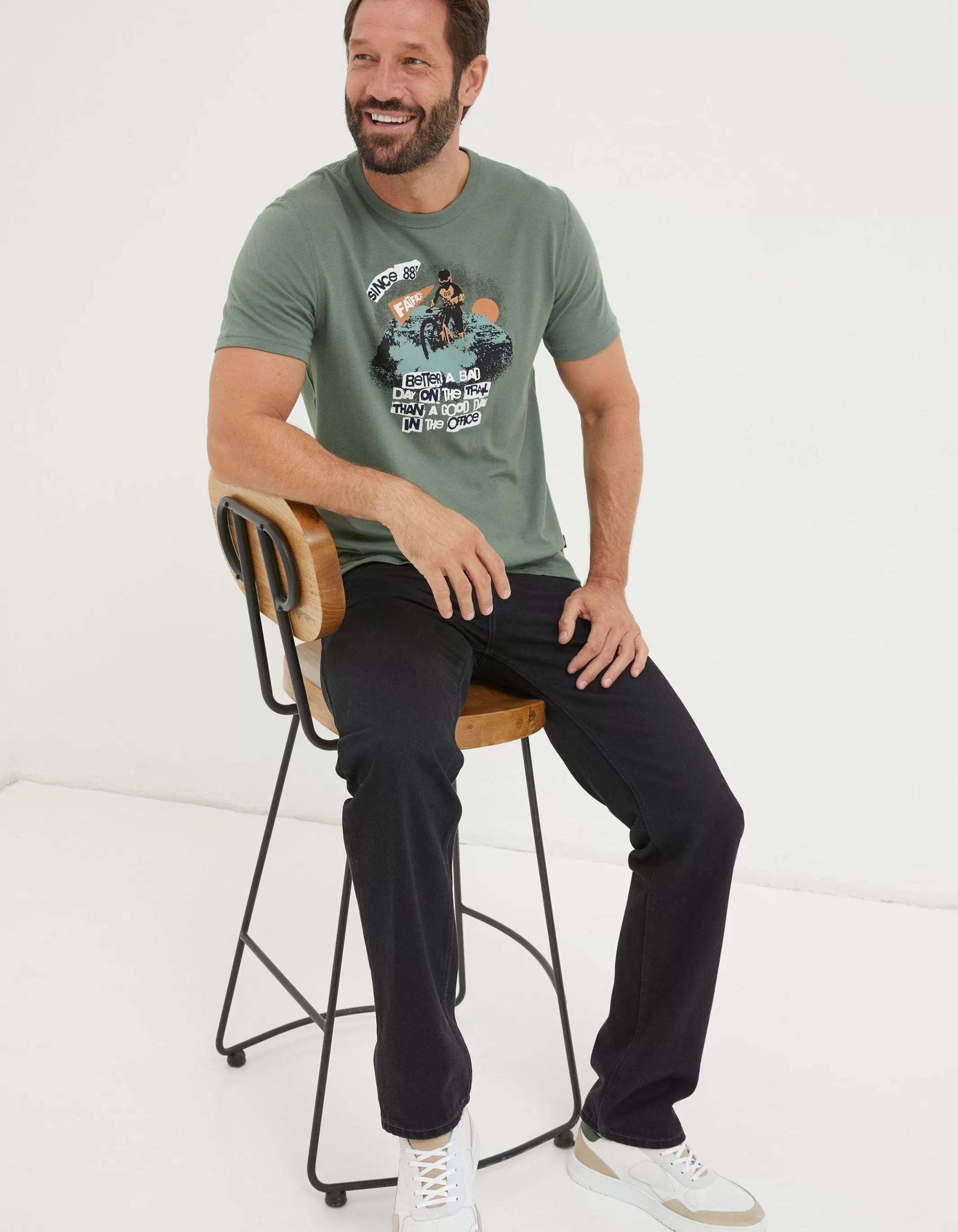 Best Sale FatFace Better A Bad Day Trail T Shirt Green