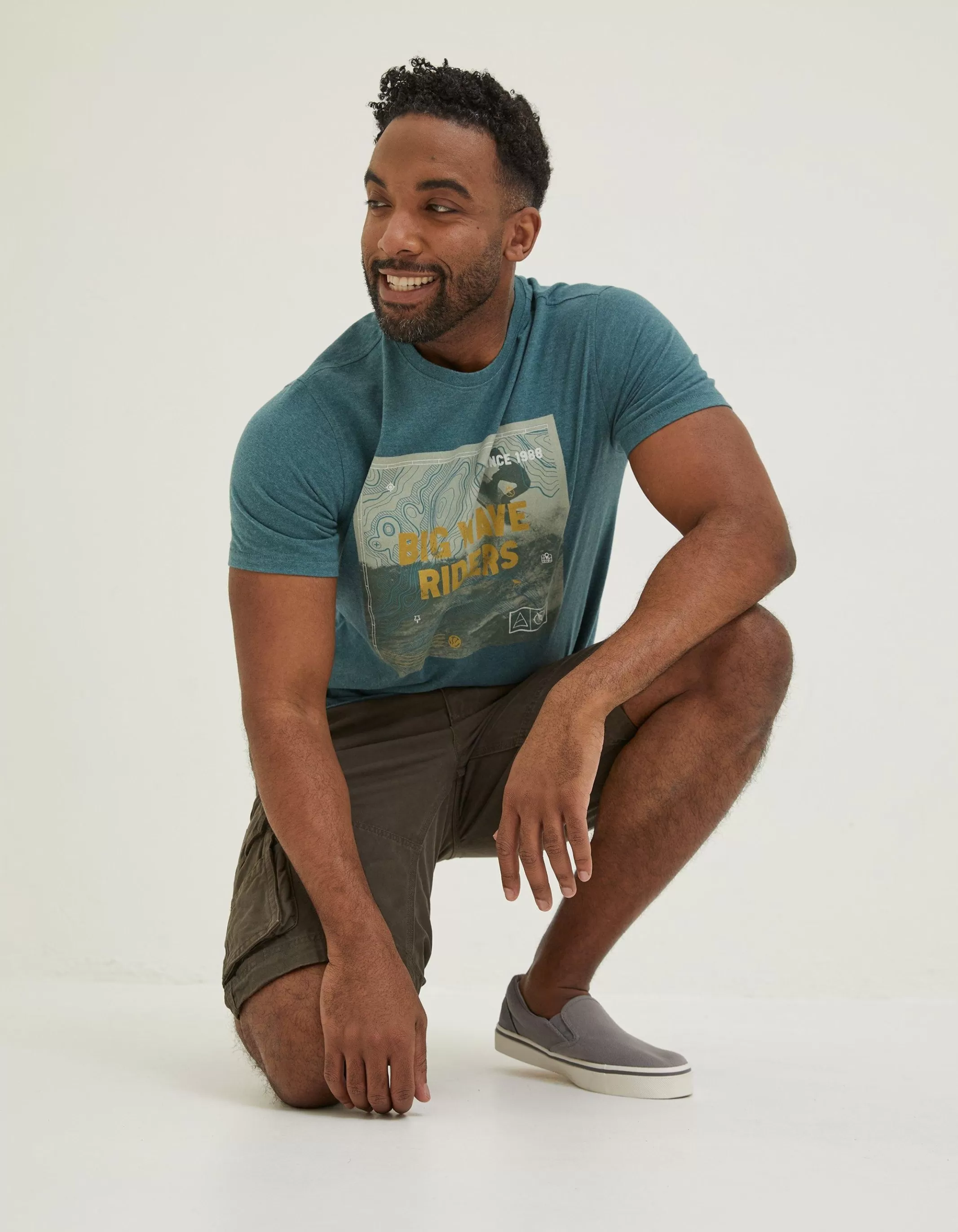 Cheap FatFace Big Wave Riders T-Shirt Teal Green