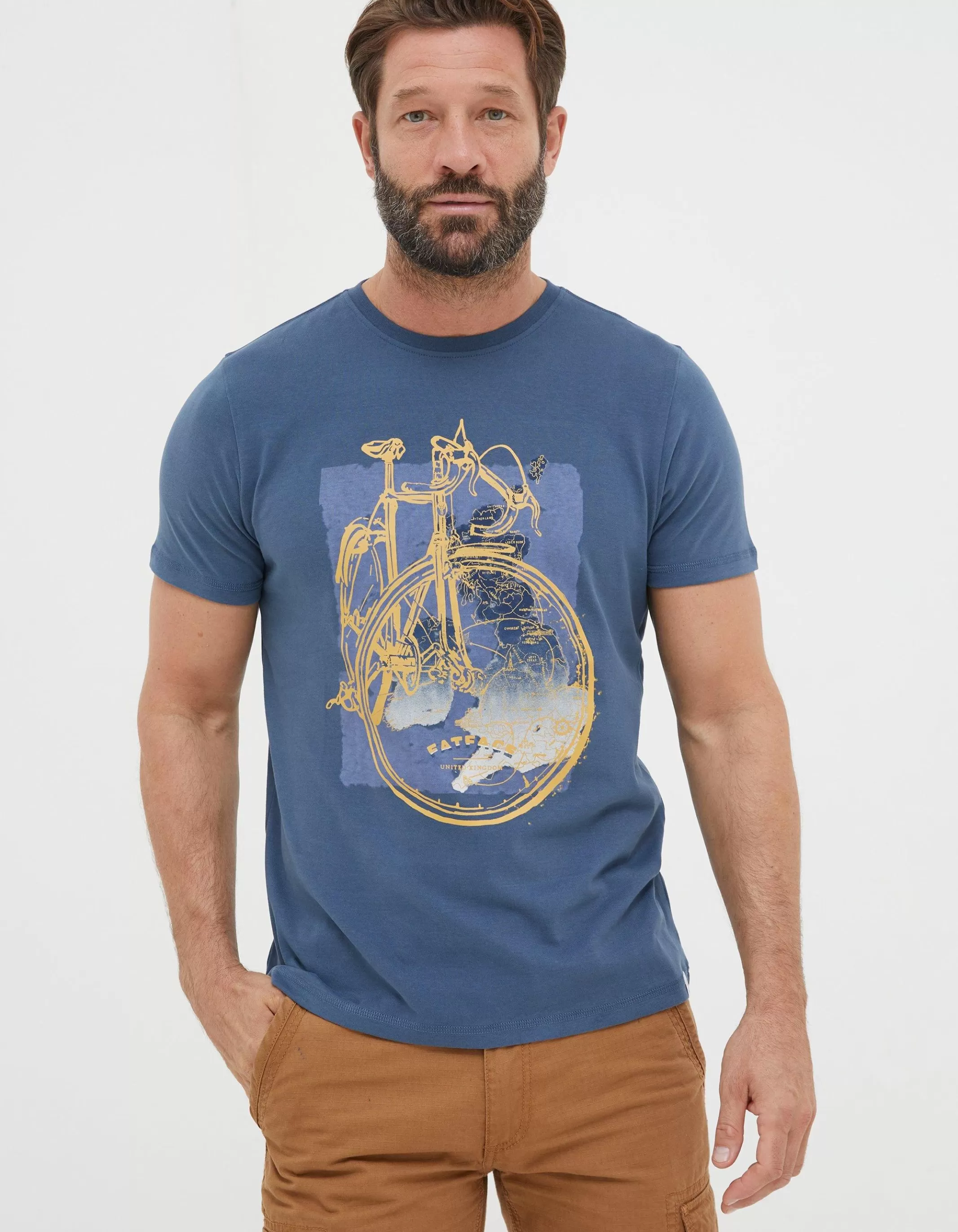New FatFace Bike Map T-Shirt Navy