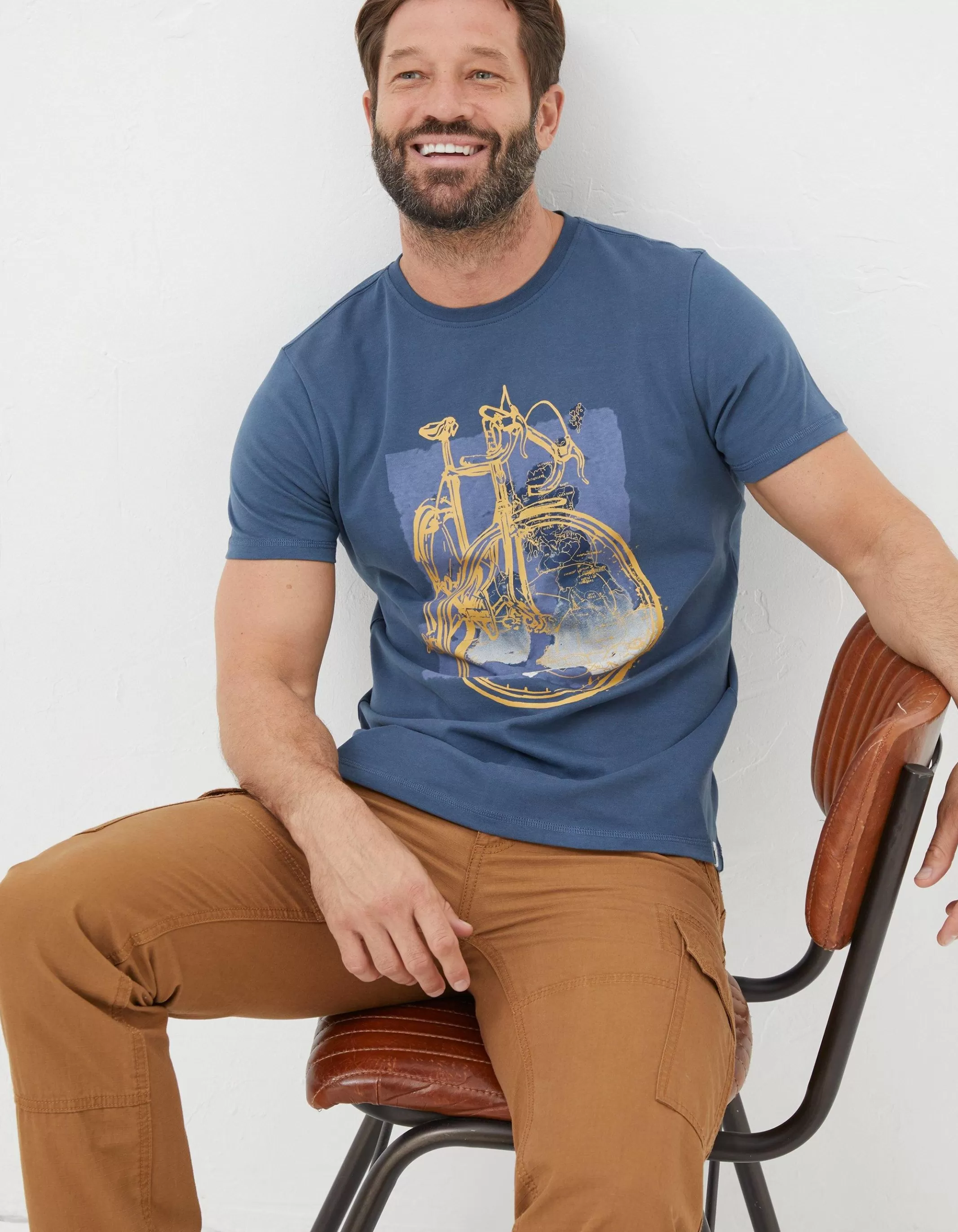 New FatFace Bike Map T-Shirt Navy