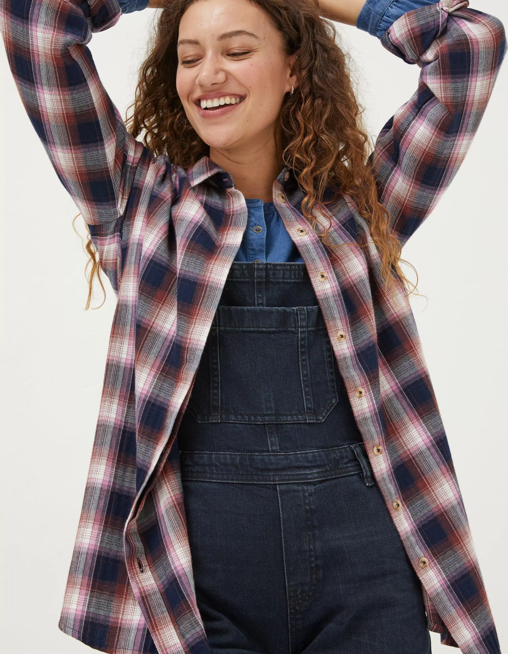 Flash Sale FatFace Billie Longline Check Shirt Navy