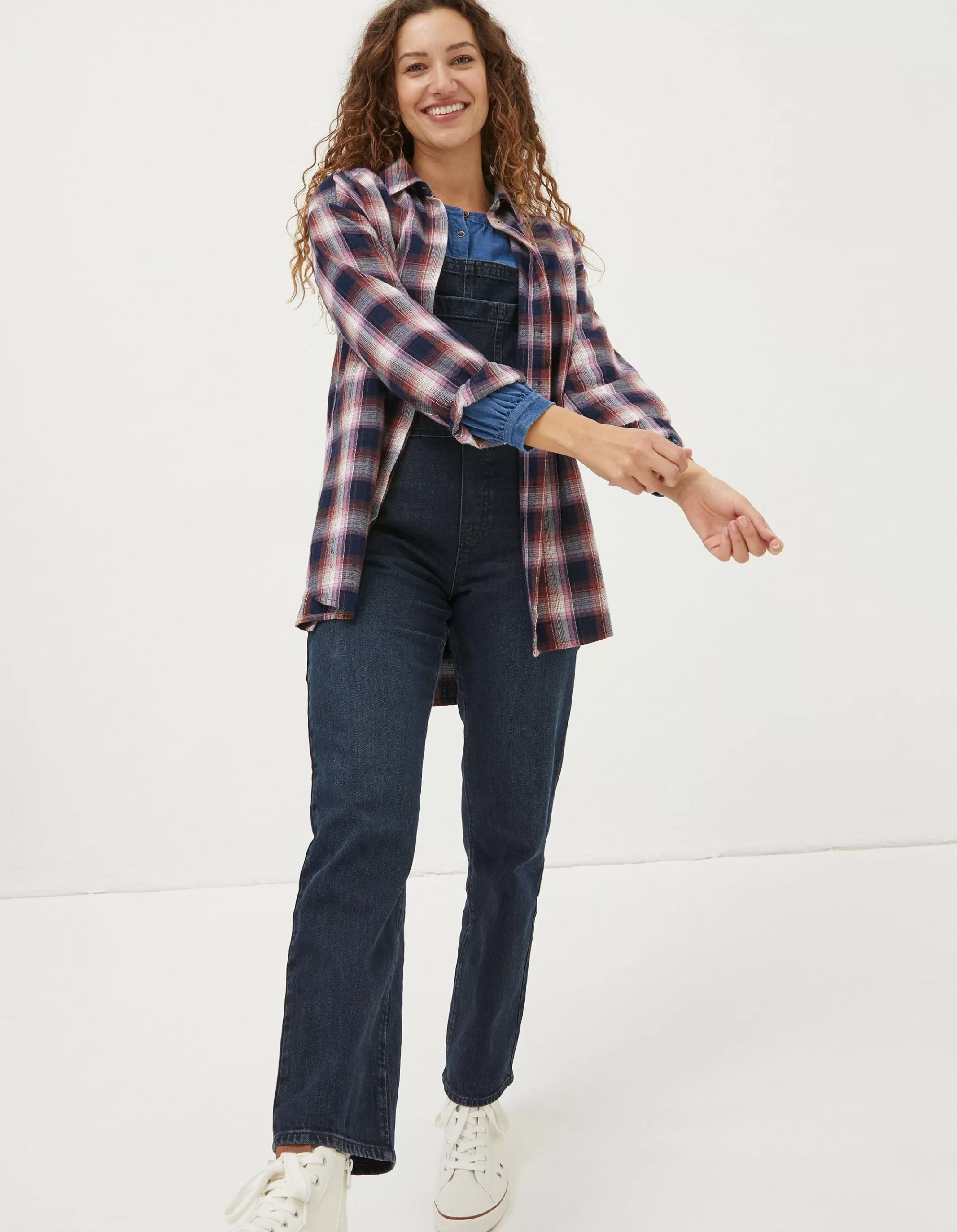 Flash Sale FatFace Billie Longline Check Shirt Navy