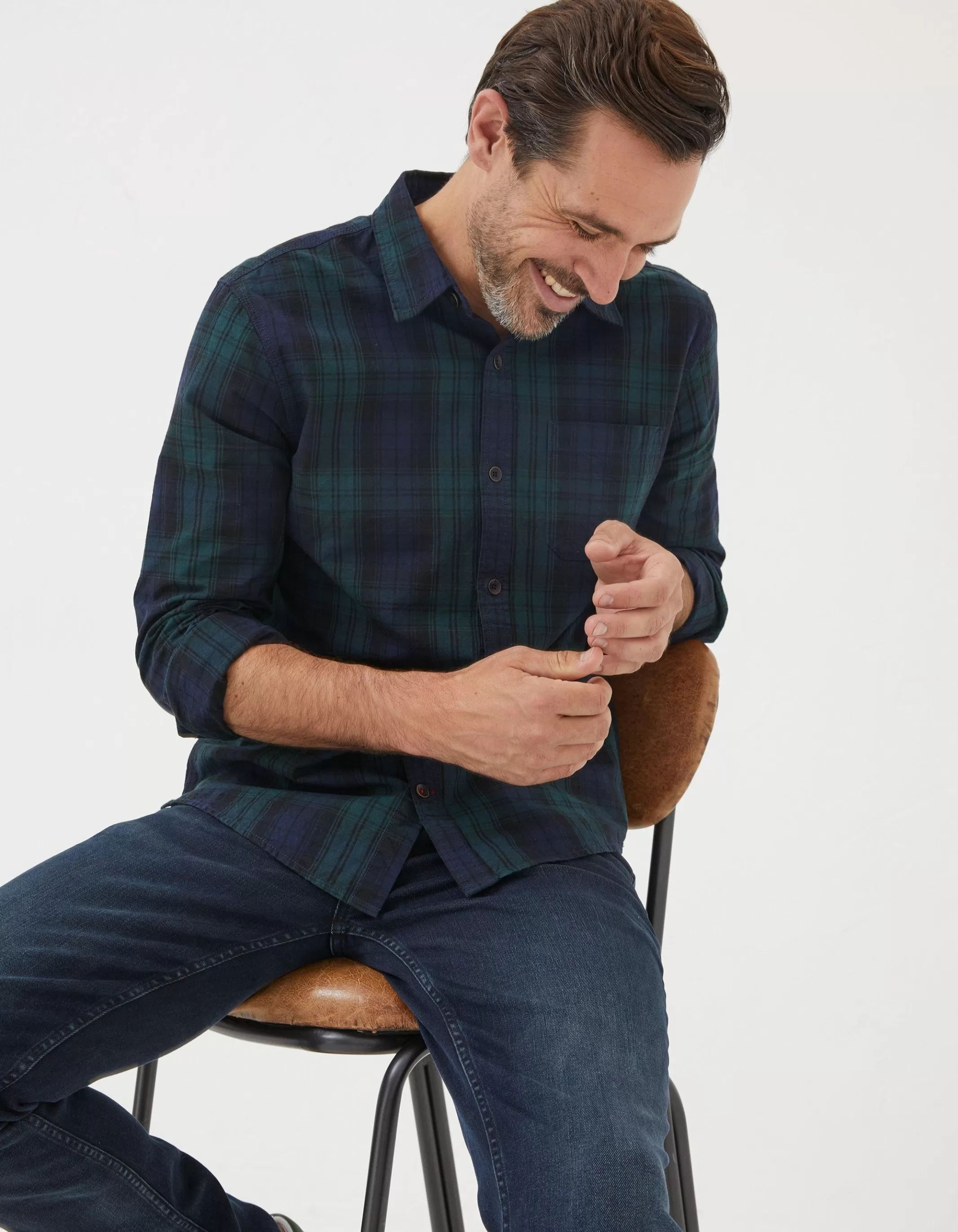 Shop FatFace Blackthorn Check Shirt Dark Green
