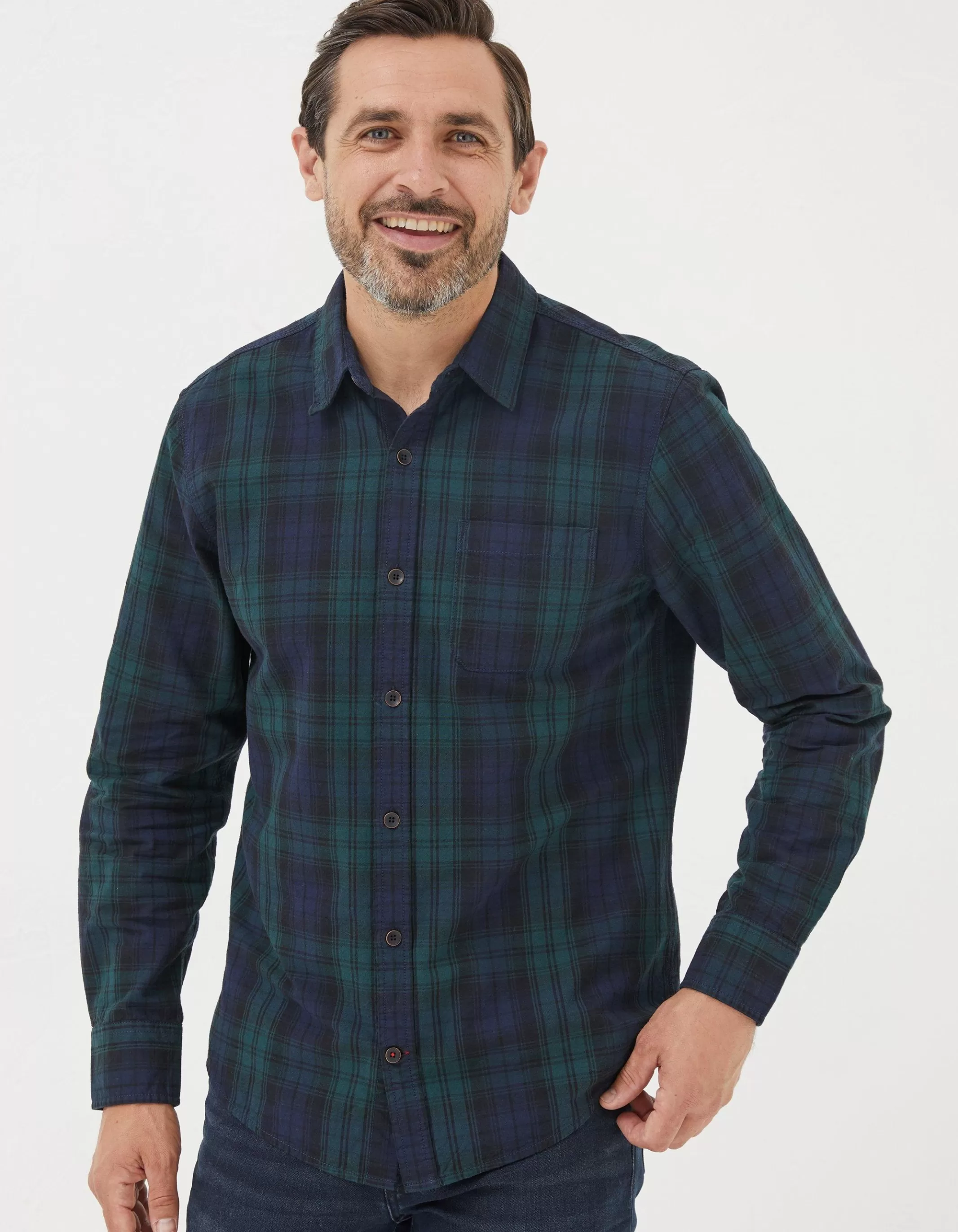 Shop FatFace Blackthorn Check Shirt Dark Green