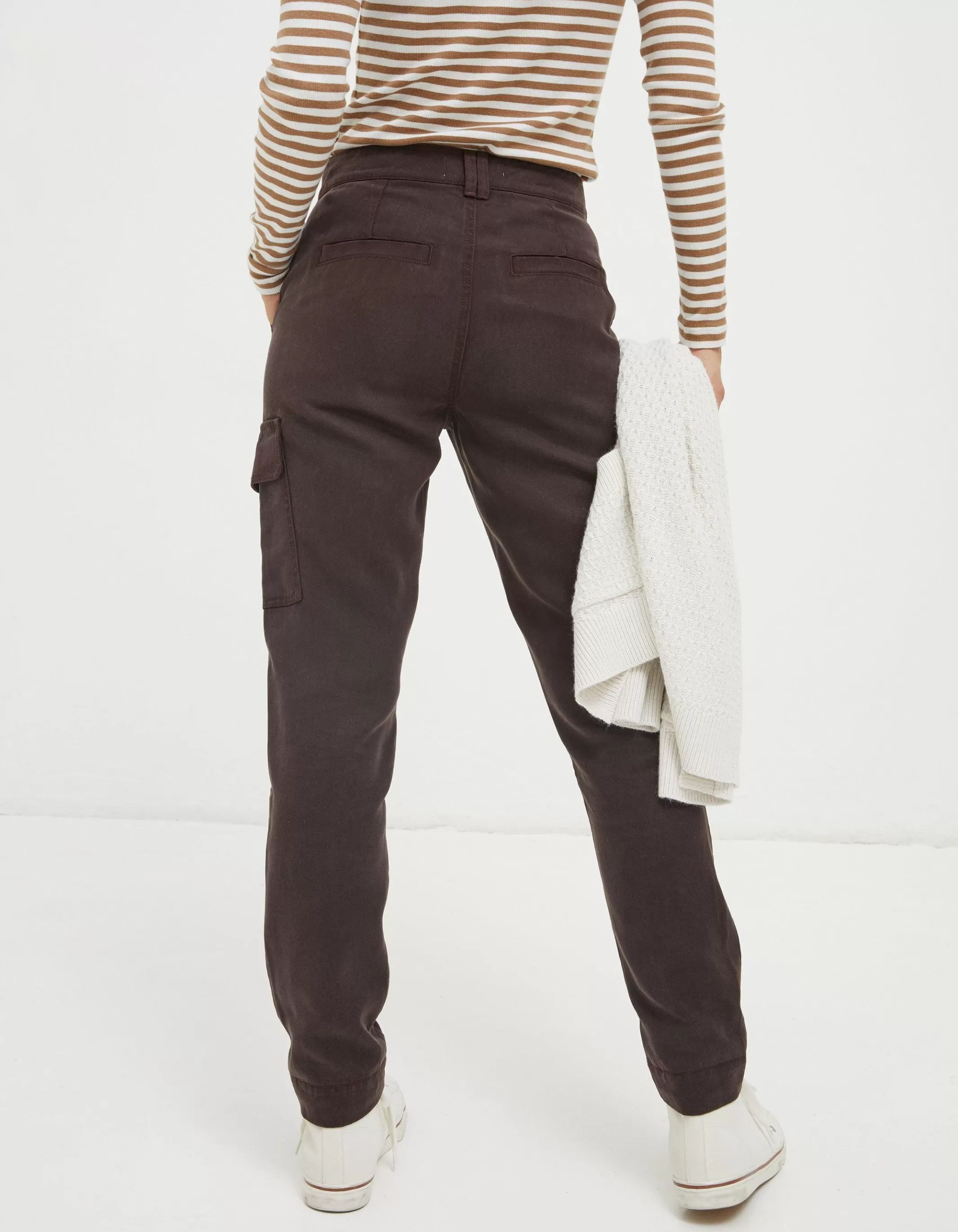 Best FatFace Blair Tencel Carpenter Trousers Dark Burgundy