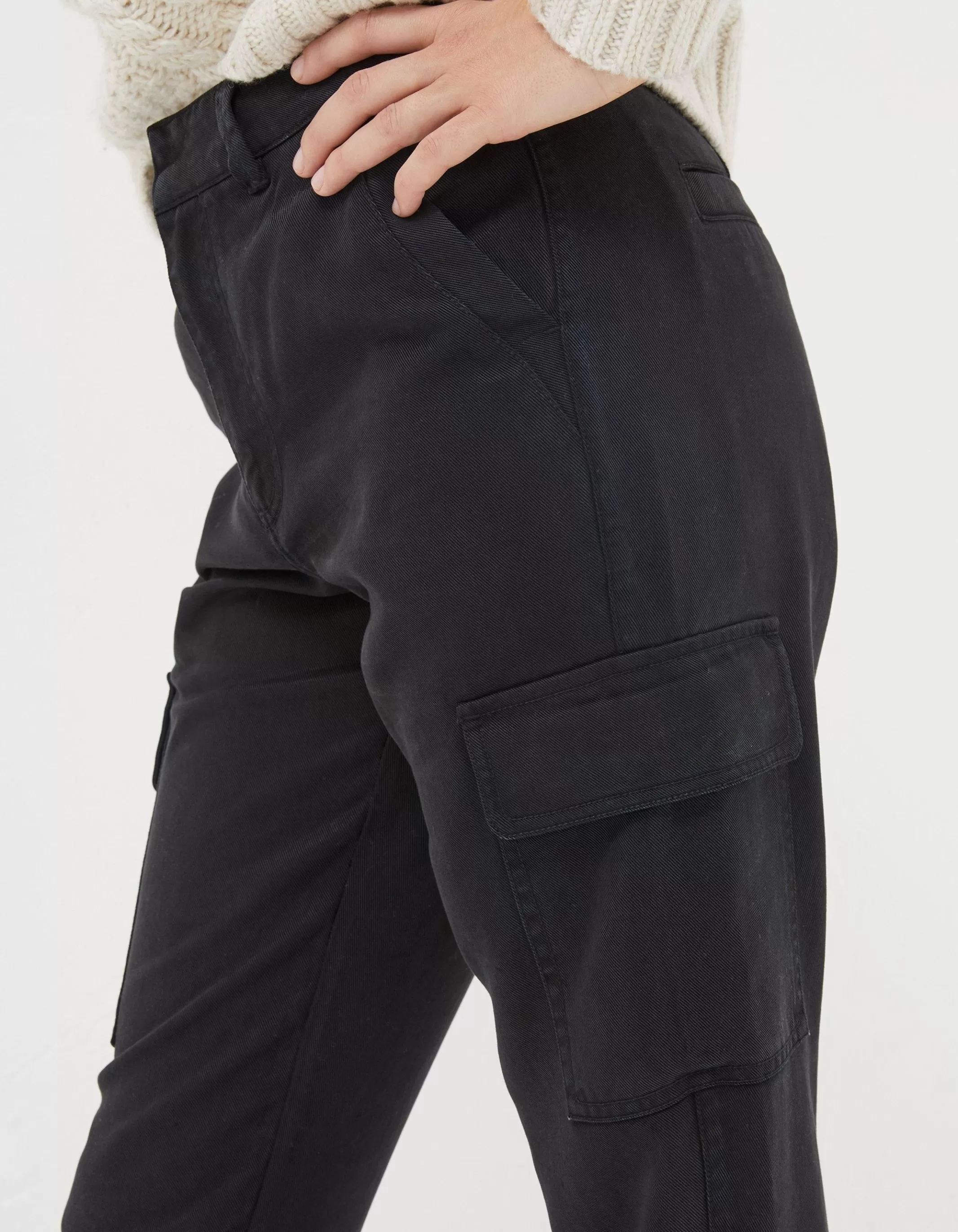 Discount FatFace Blair Tencel Carpenter Trousers Black