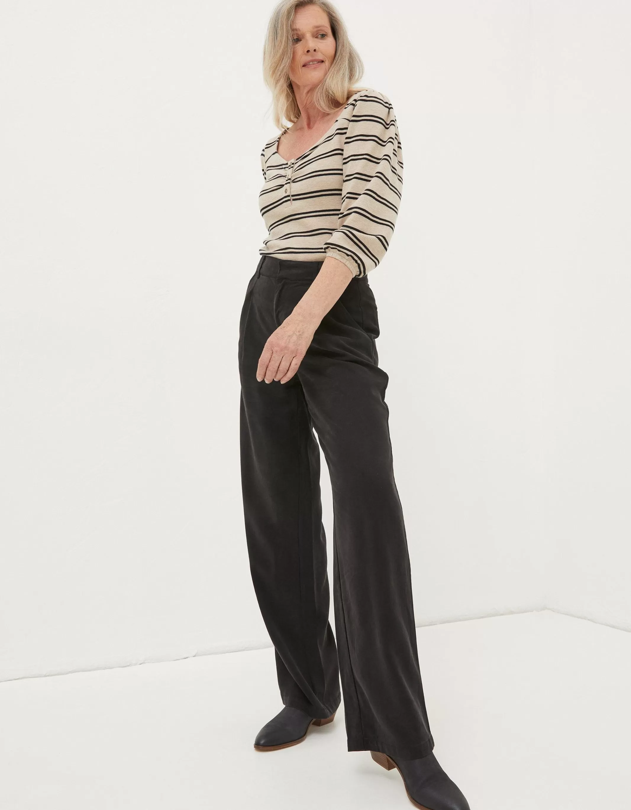 Best FatFace Blake Wide Leg Drape Trouser Washed Black