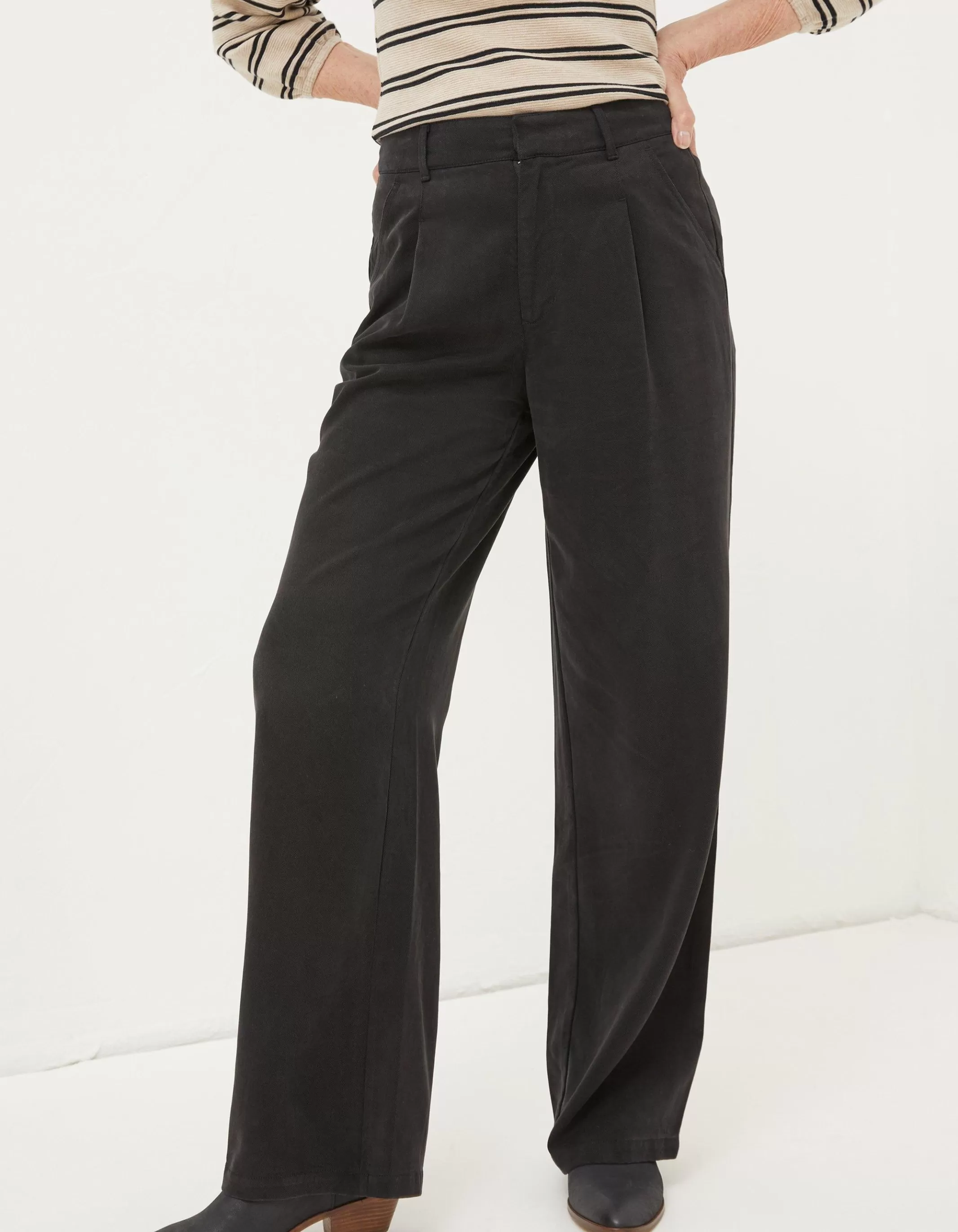 Best FatFace Blake Wide Leg Drape Trouser Washed Black