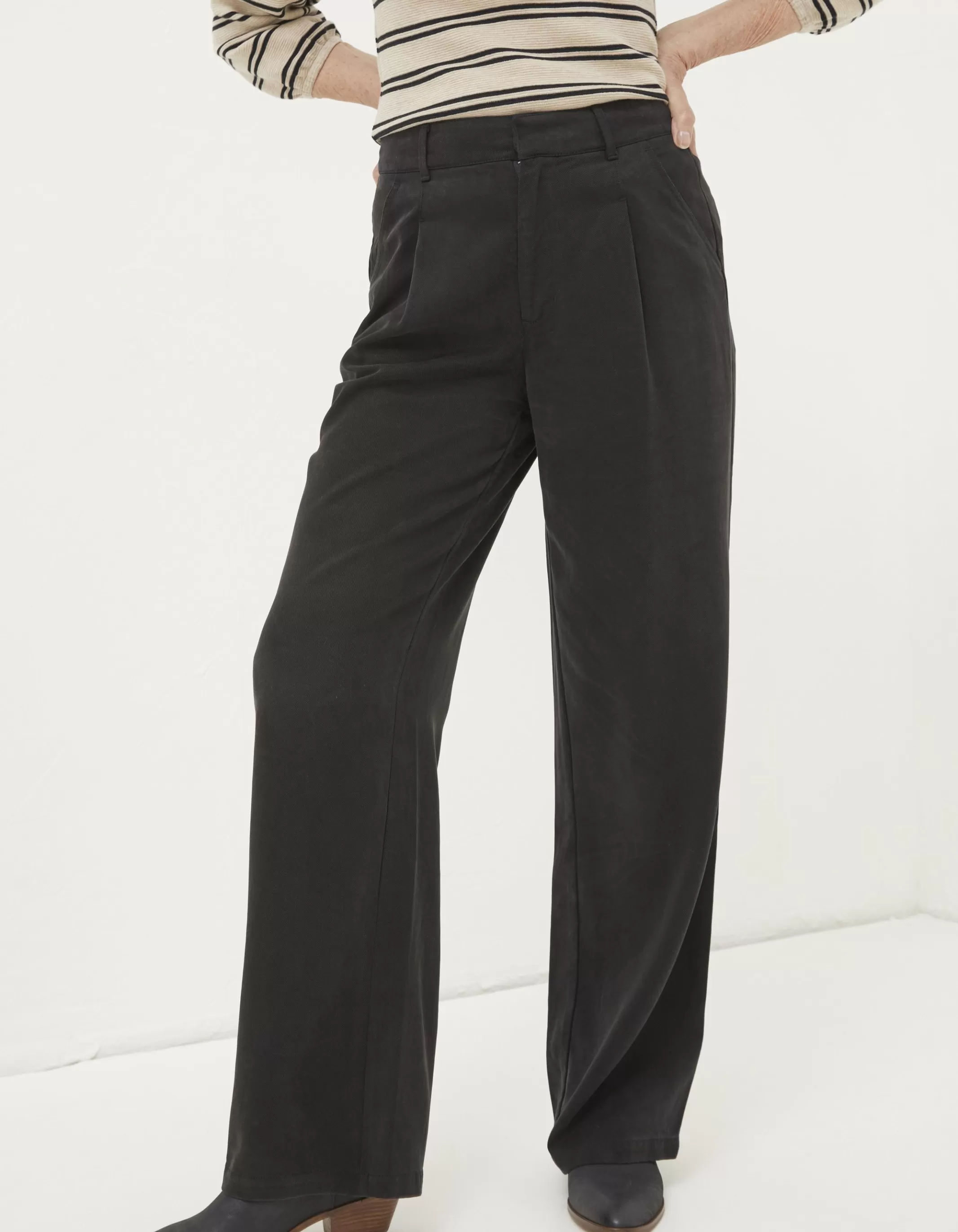 Online FatFace Blake Wide Leg Drape Trousers Washed Black