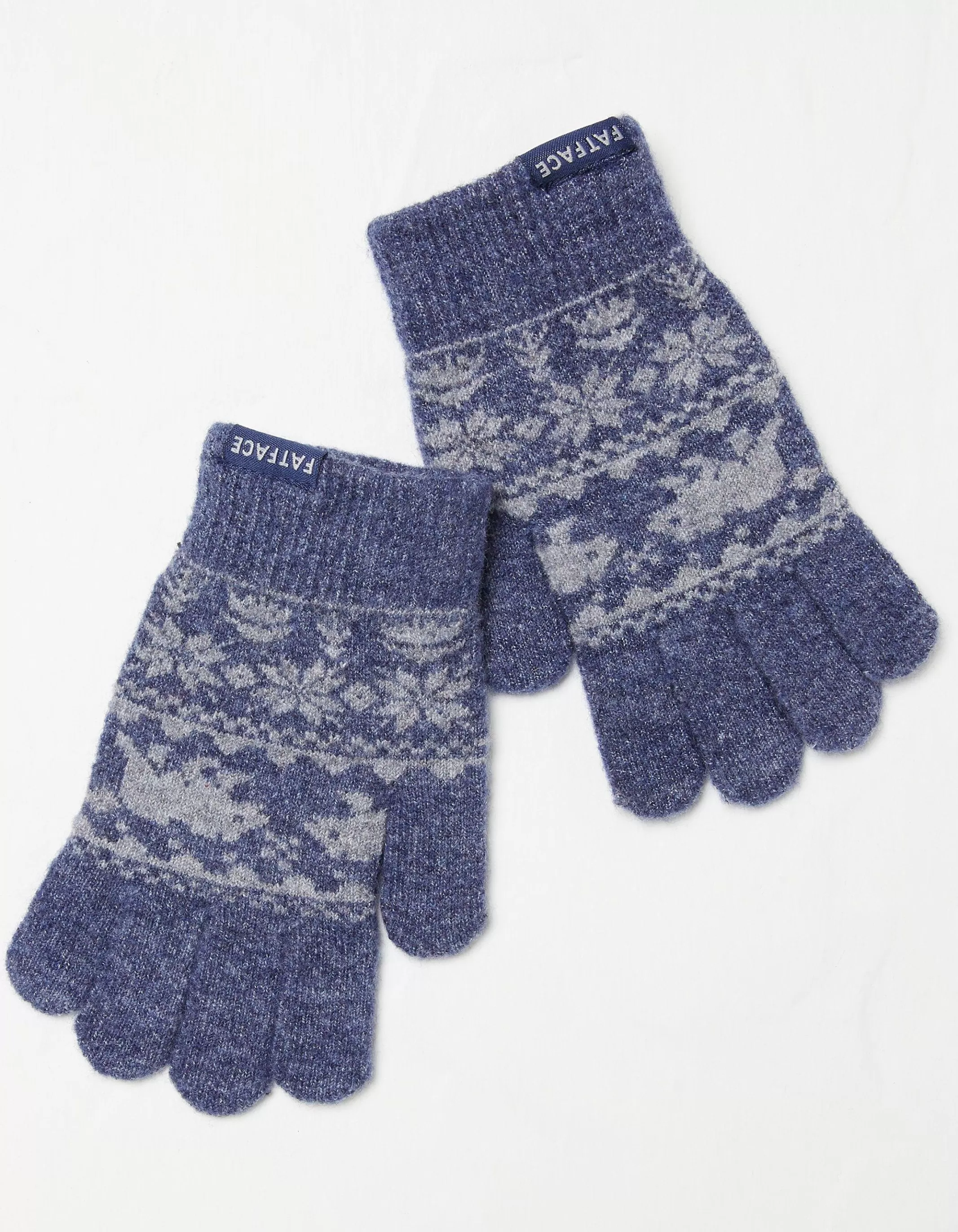 Online FatFace Bobbi Bear Fairisle Gloves Blue Marl