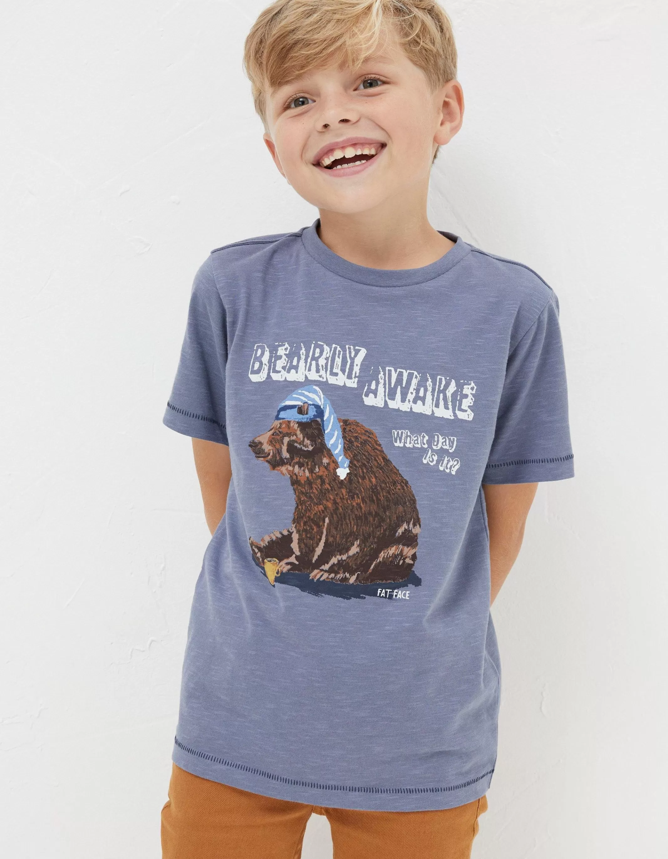 Clearance FatFace Bobbi Bear Graphic T-Shirt Blue