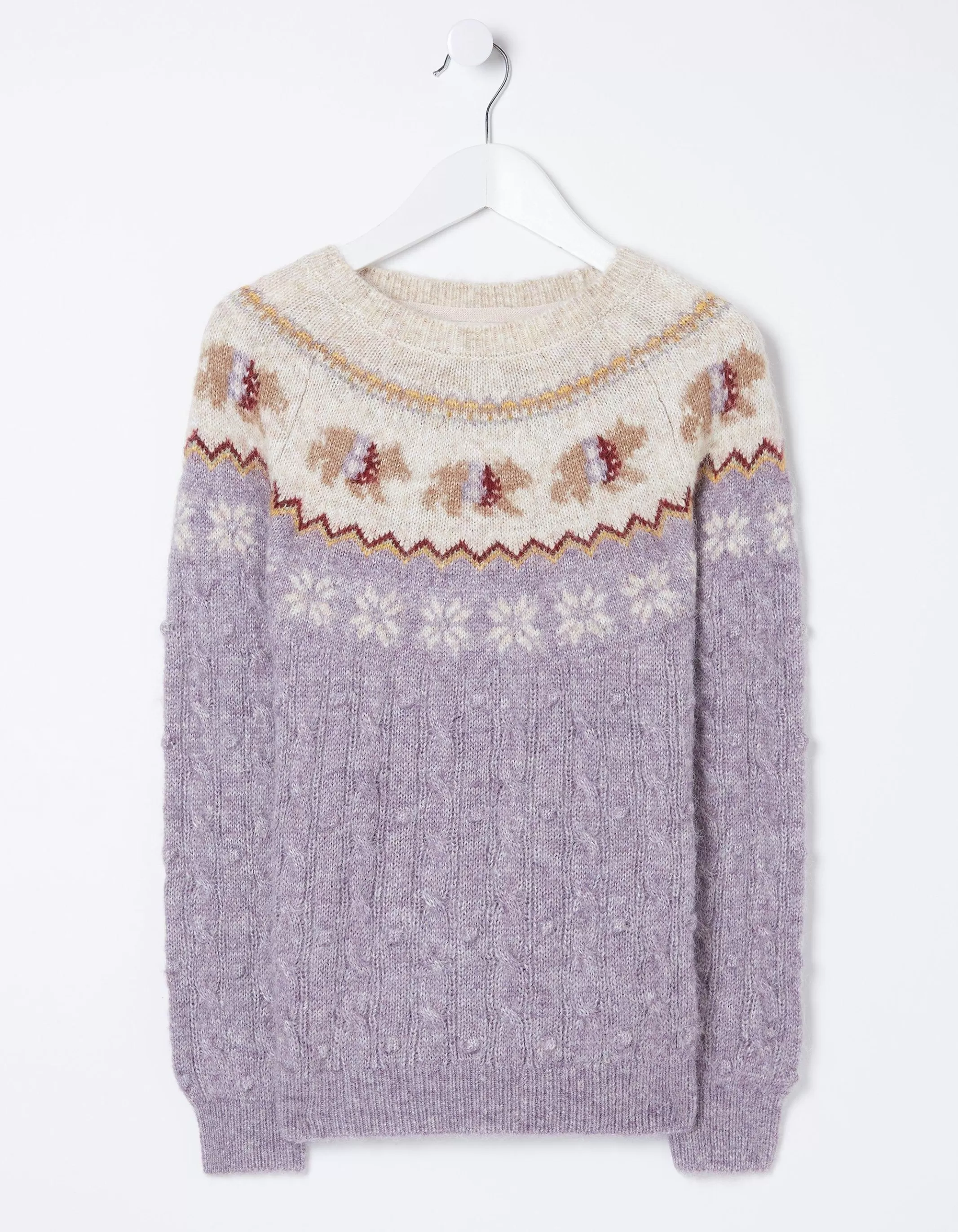 Shop FatFace Bobbi Bear Knitted Crew Jumper Lilac