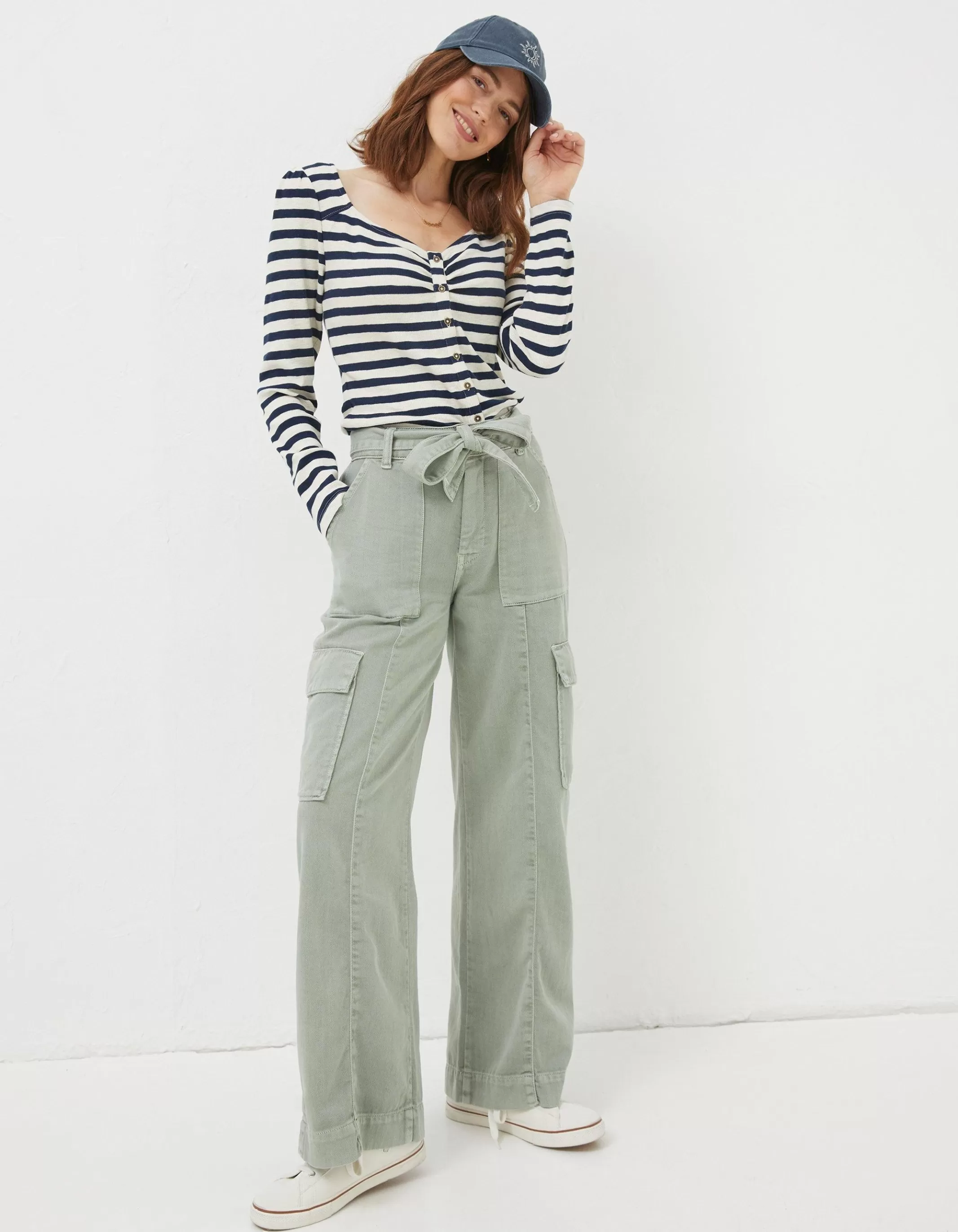 Clearance FatFace Bodi Belted Cargo Trouser Sage Green
