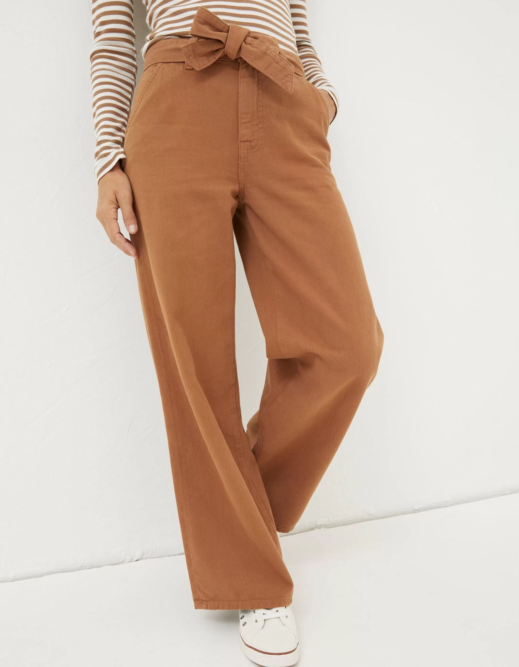 Outlet FatFace Bodi Belted Drape Trousers Dark Tan