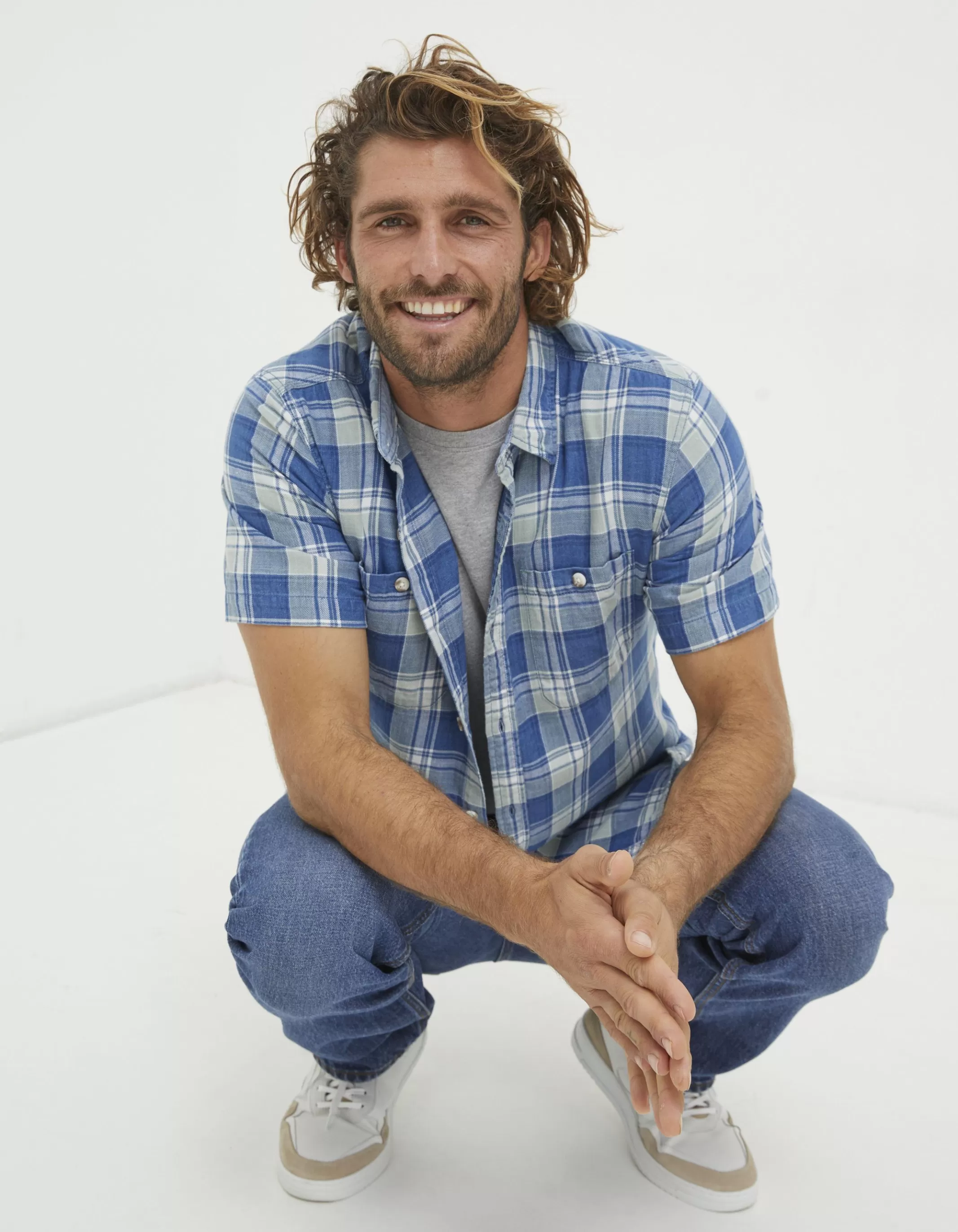 Sale FatFace Bodmin Indigo Check Shirt Blue