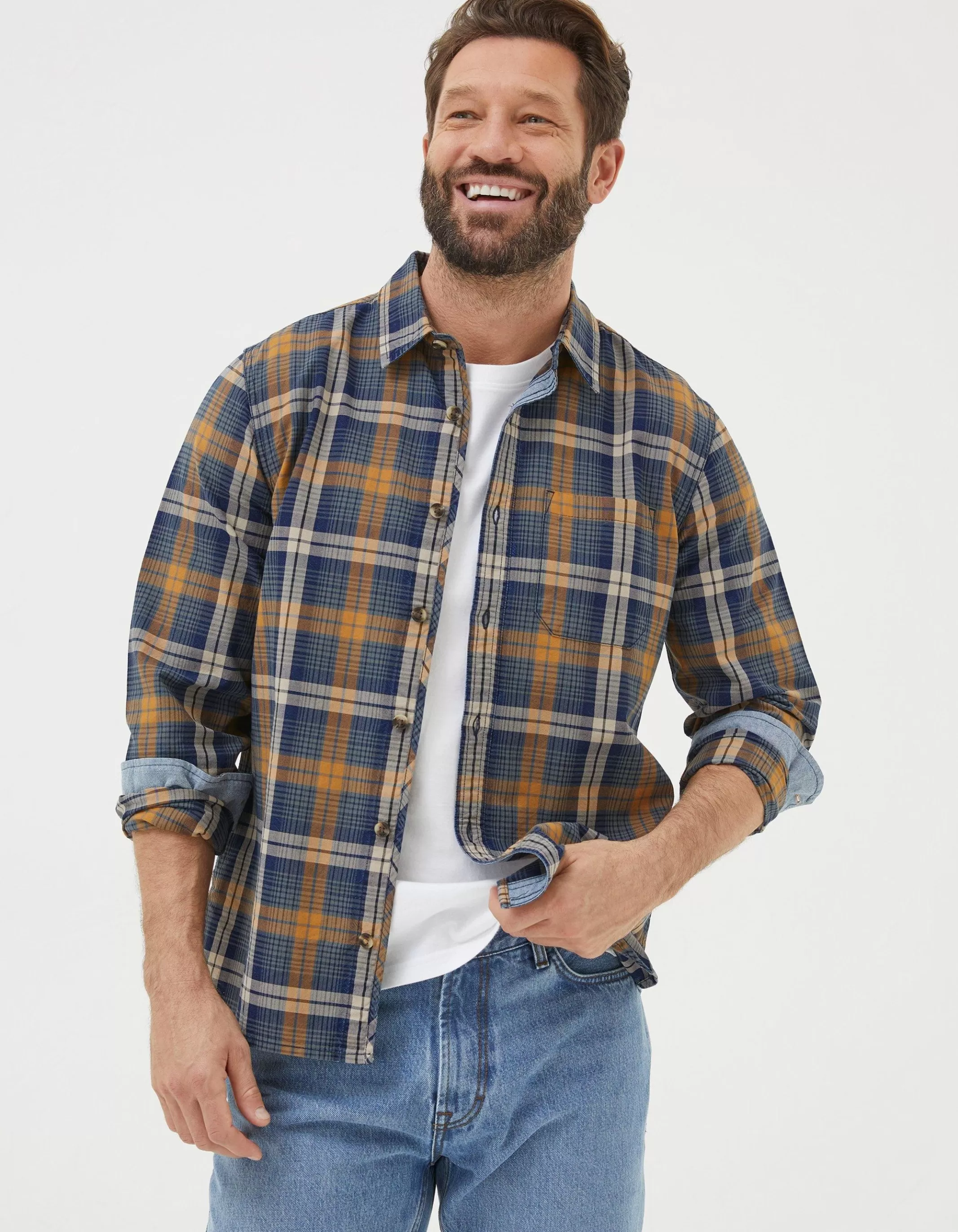 Clearance FatFace Bonby Indigo Check Shirt Navy
