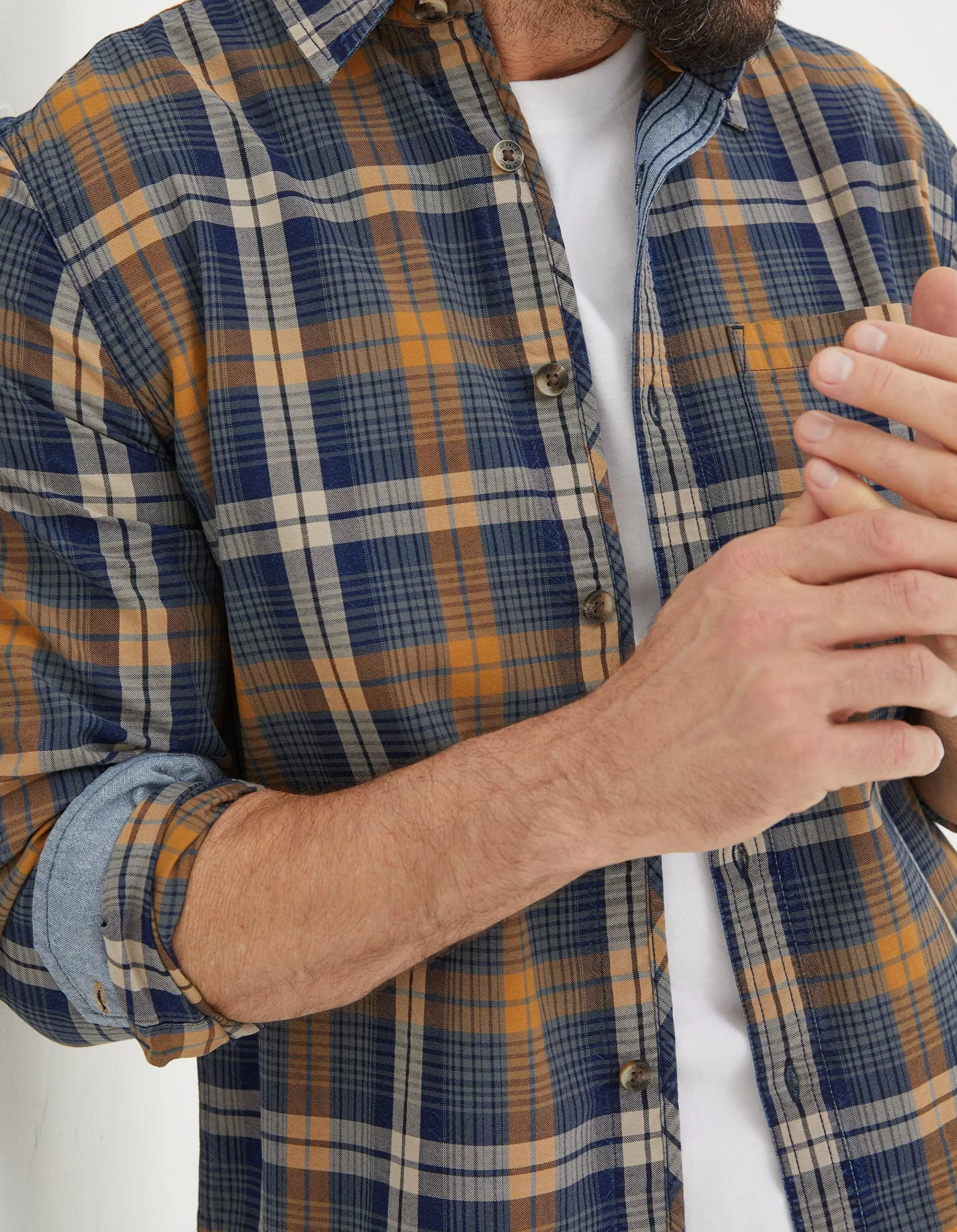Clearance FatFace Bonby Indigo Check Shirt Navy