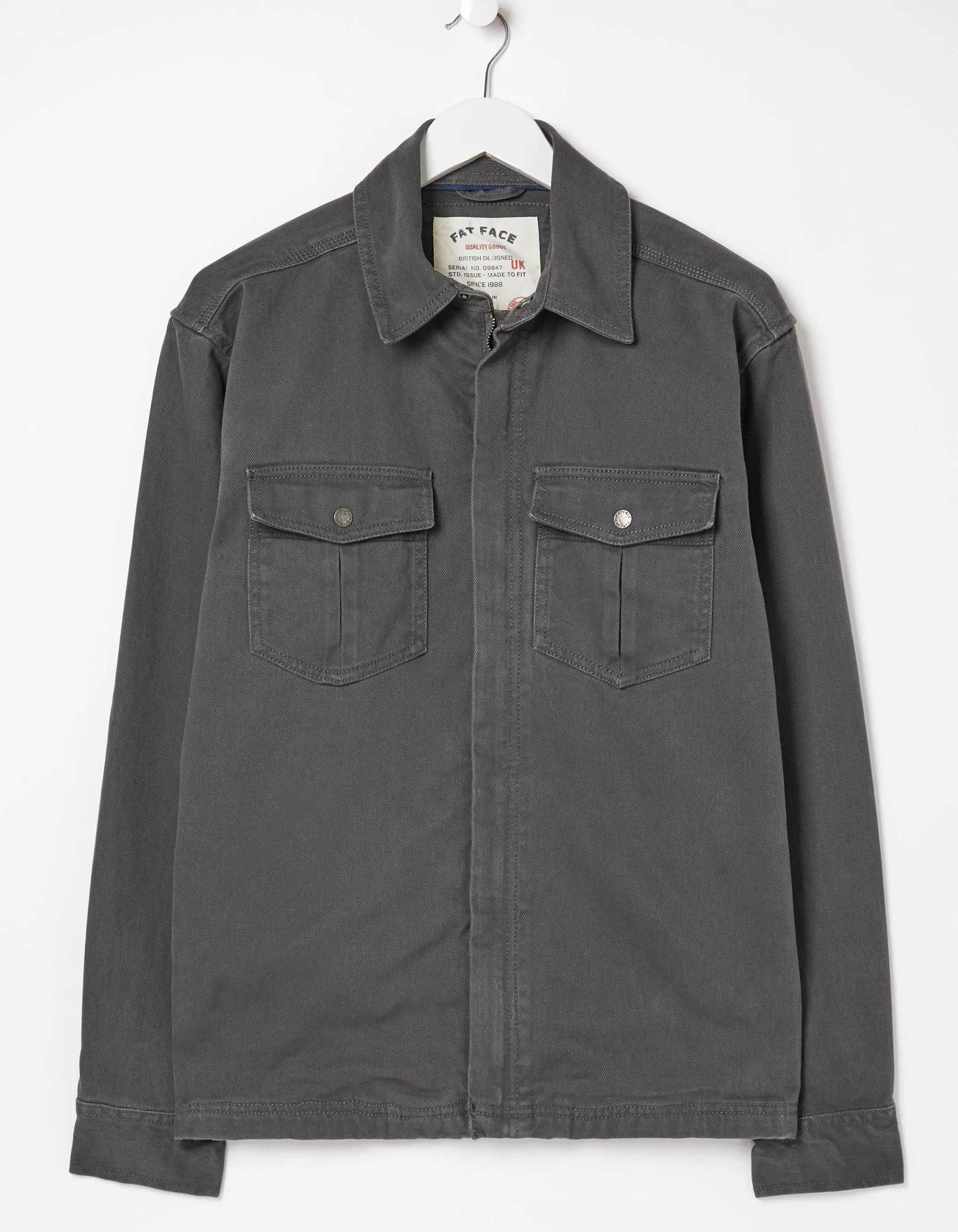 Cheap FatFace Bowd Zip Front Overshirt Dark Grey