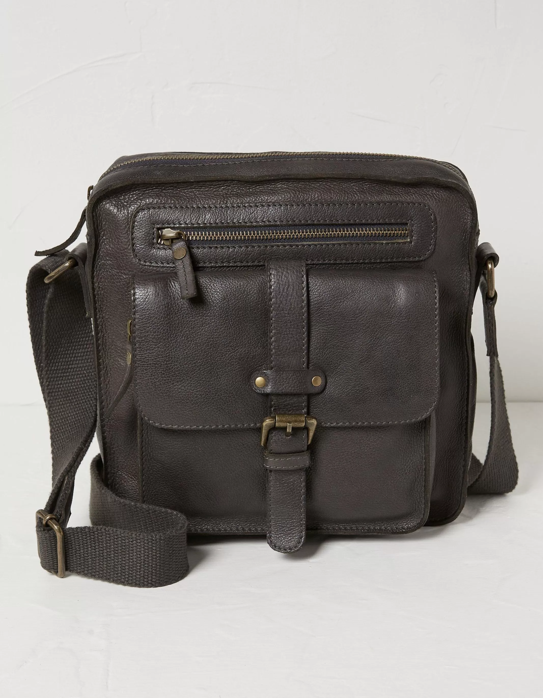 Best FatFace Bramdean Leather Crossbody Bag Charcoal Grey