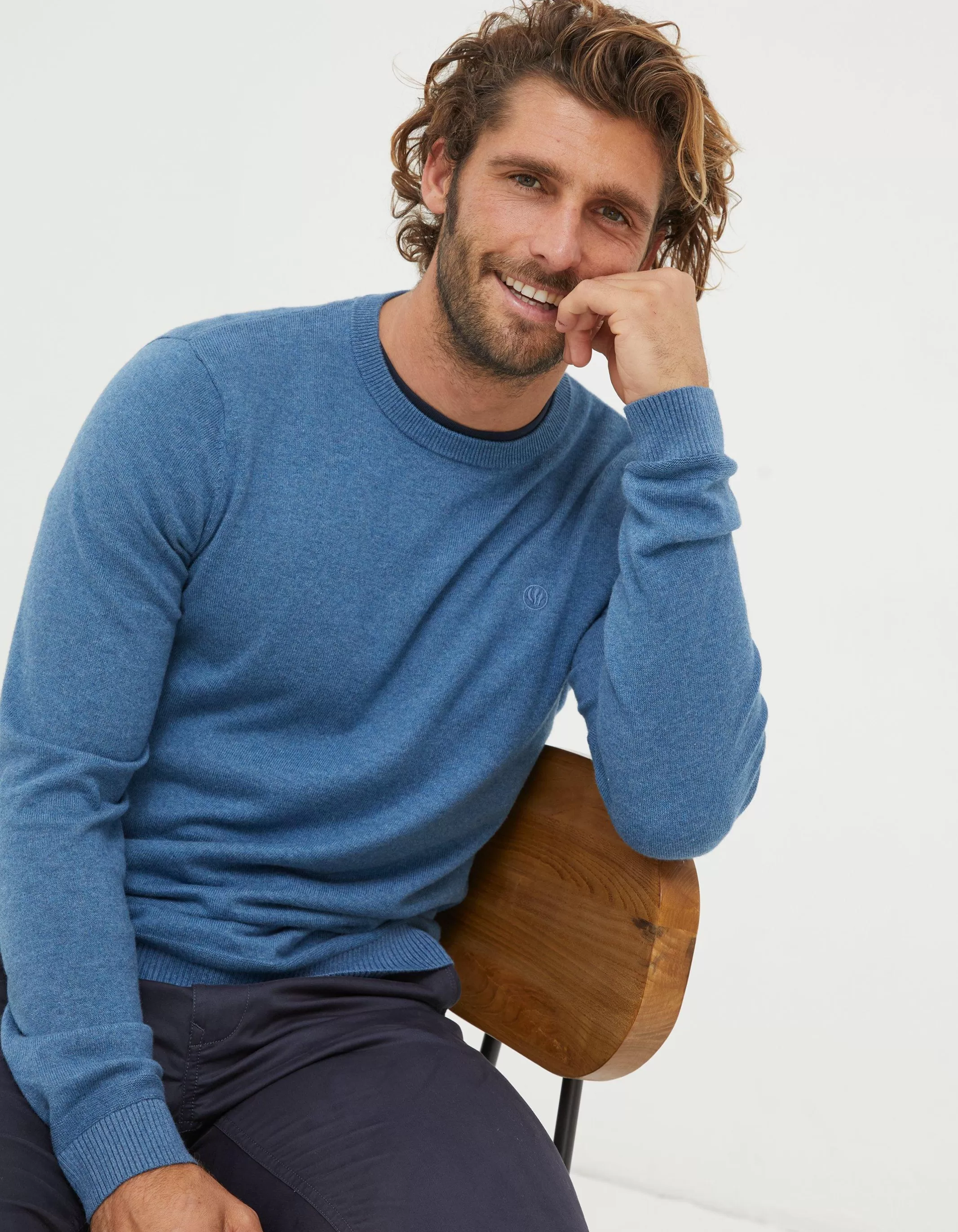 Hot FatFace Braunton Crew Jumper Blue