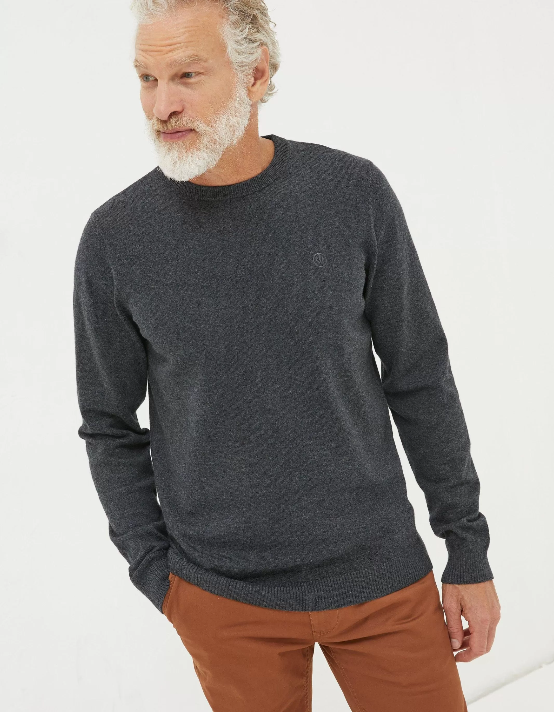 Sale FatFace Braunton Crew Jumper Charcoal Grey