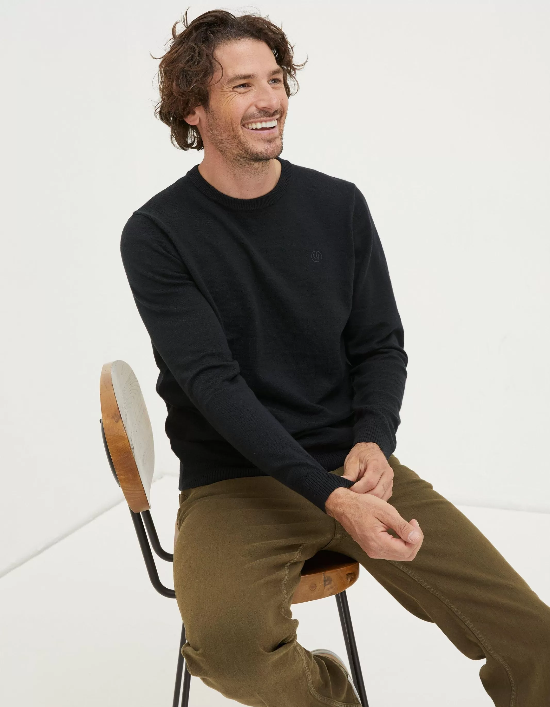 Shop FatFace Braunton Crew Jumper Black