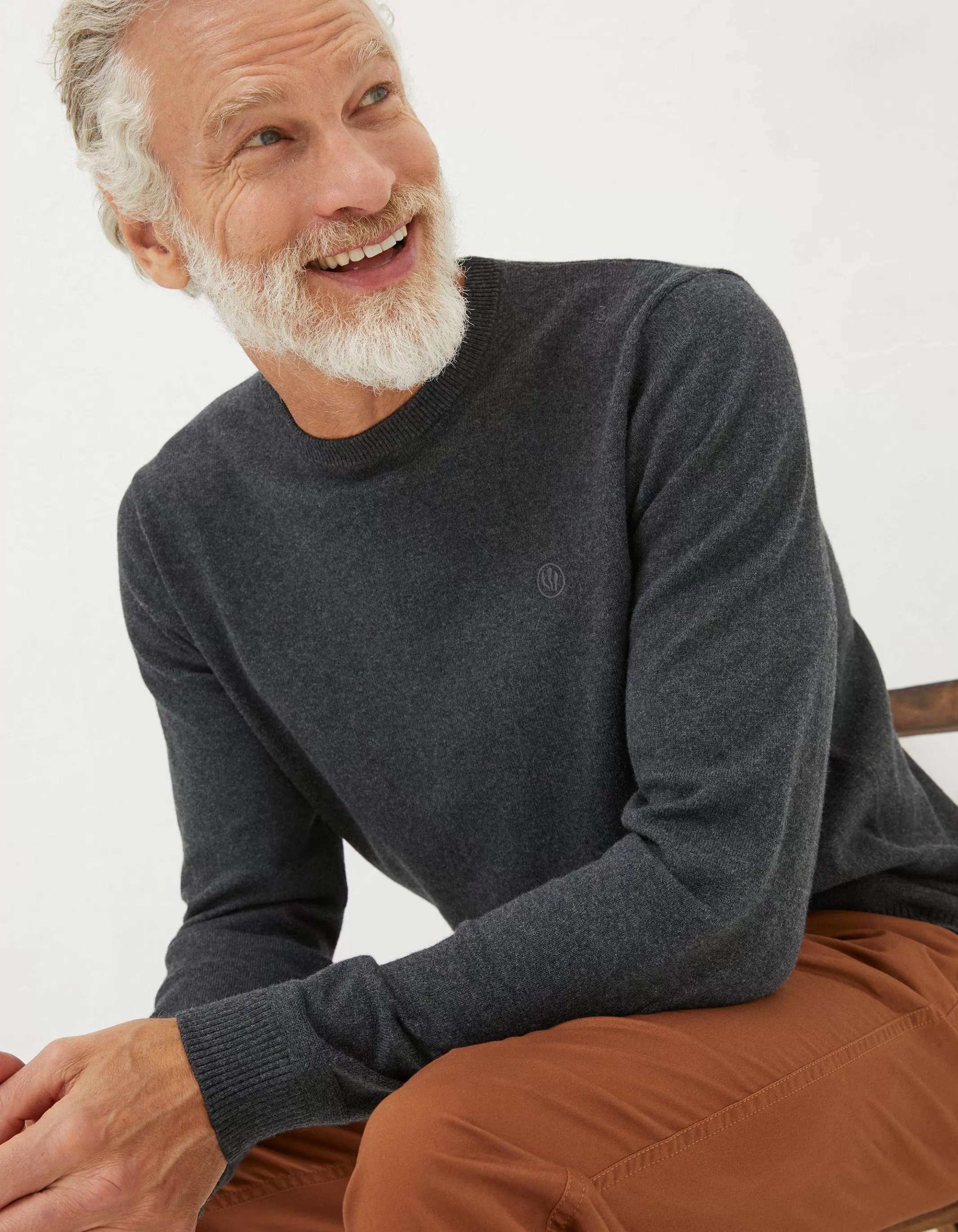 Sale FatFace Braunton Crew Jumper Charcoal Grey