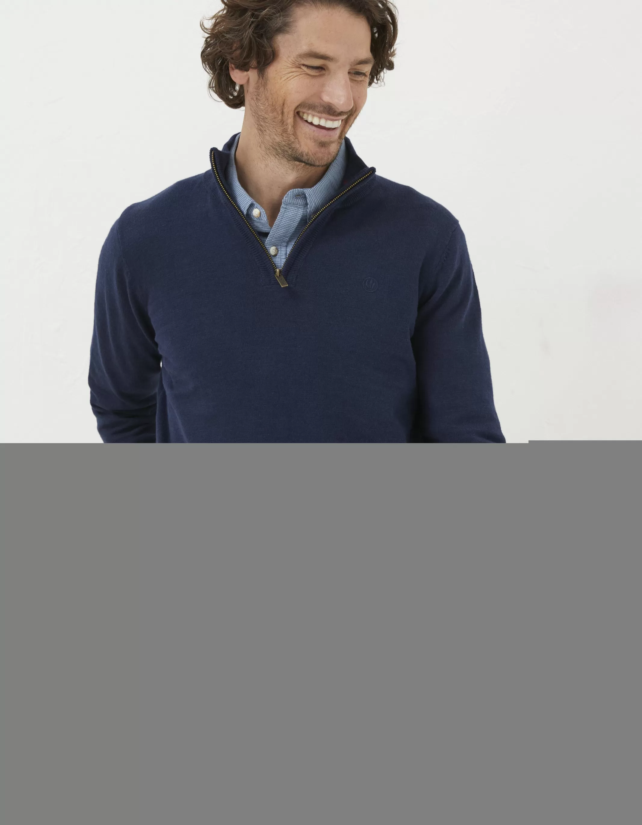 Hot FatFace Braunton Half Neck Jumper Navy