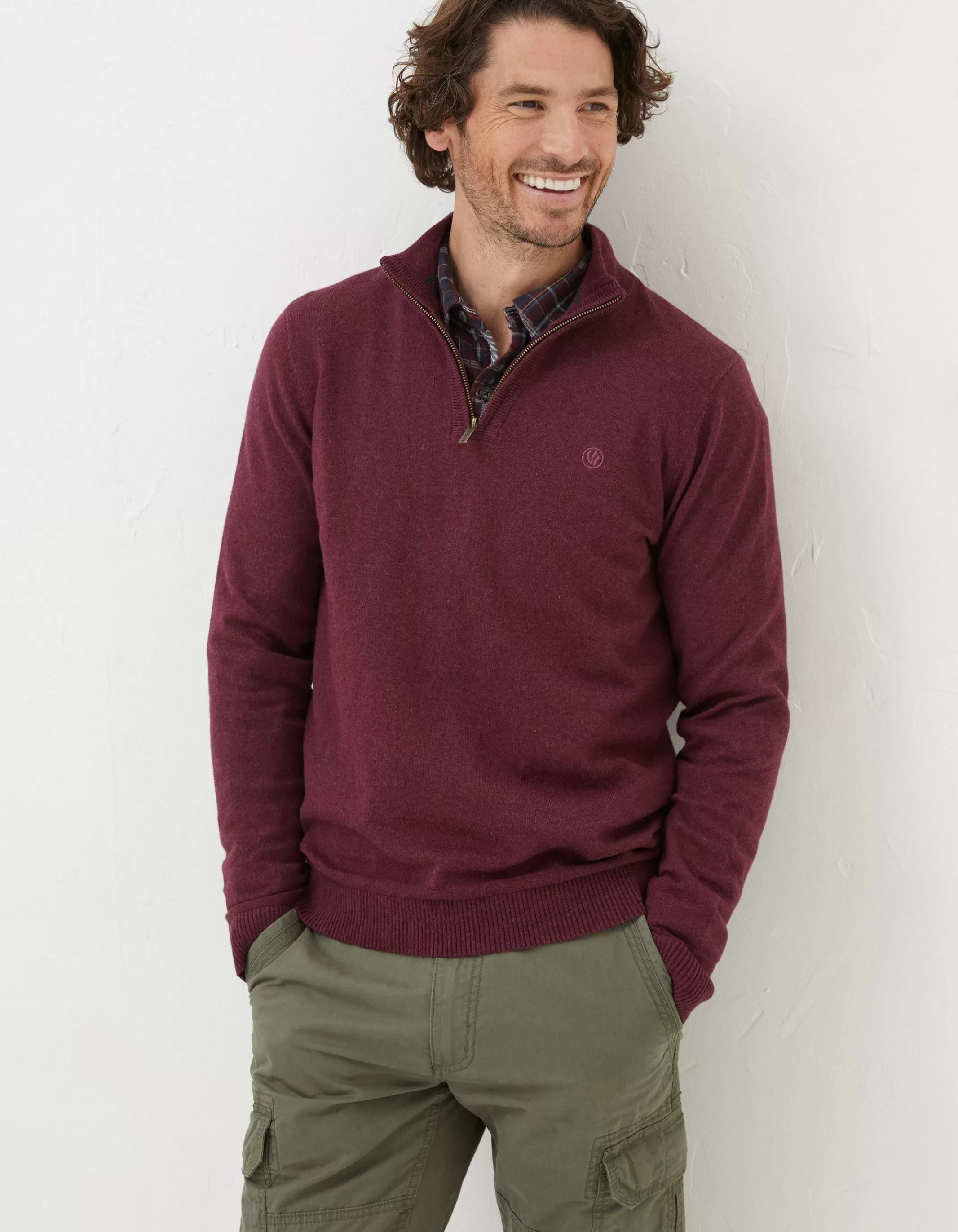 New FatFace Braunton Half Neck Jumper Plum