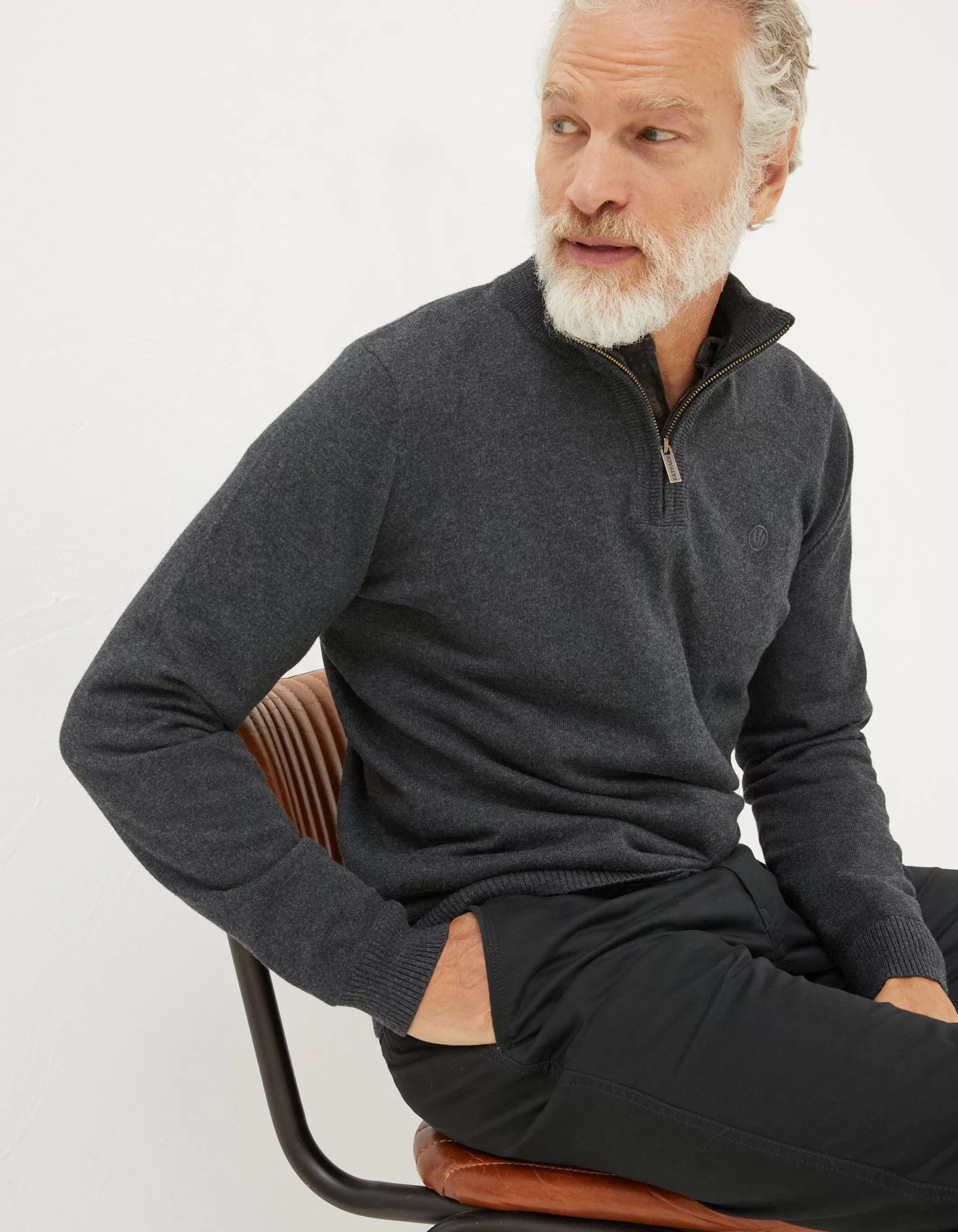 Hot FatFace Braunton Half Neck Jumper Charcoal Grey