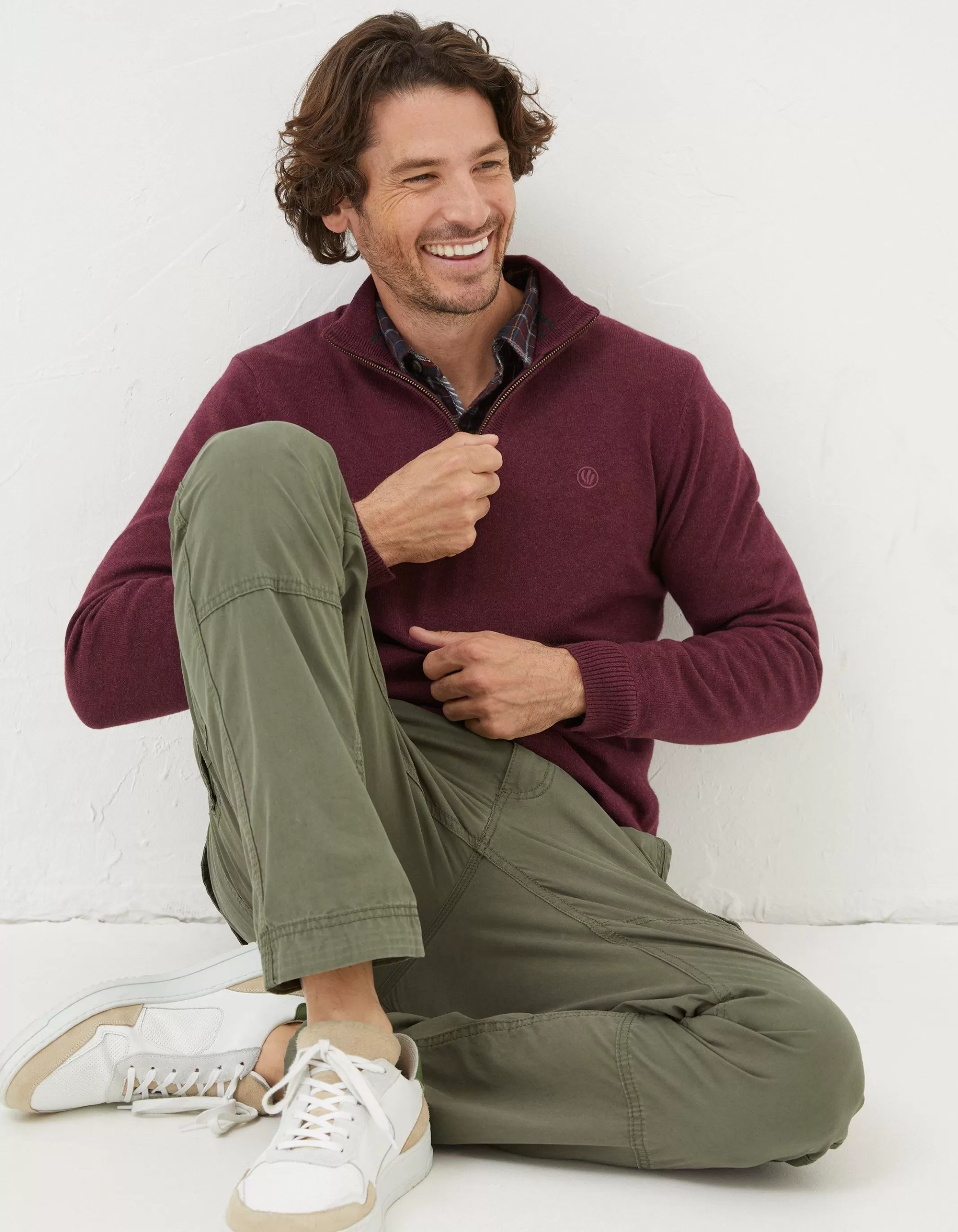 New FatFace Braunton Half Neck Jumper Plum