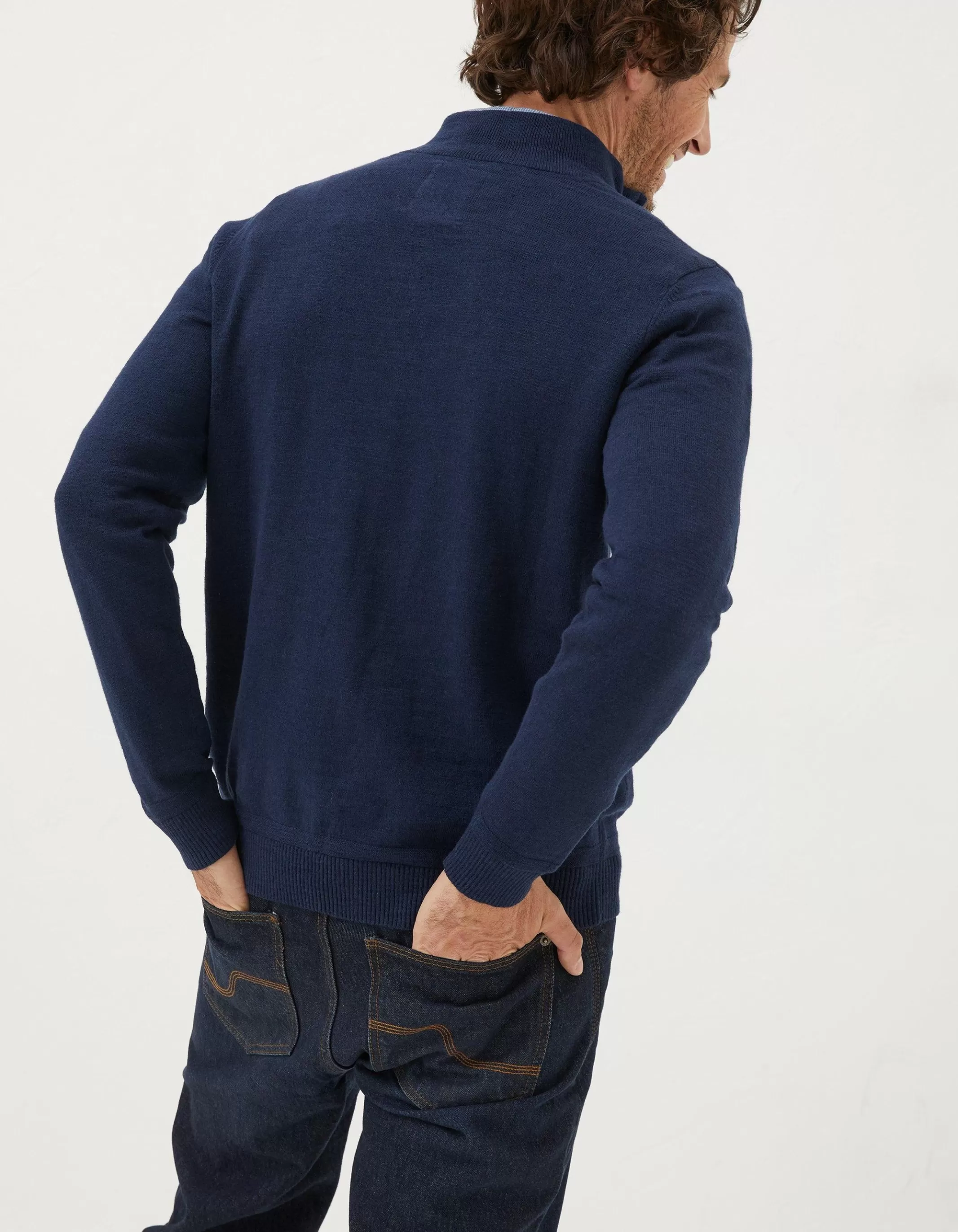 Hot FatFace Braunton Half Neck Jumper Navy