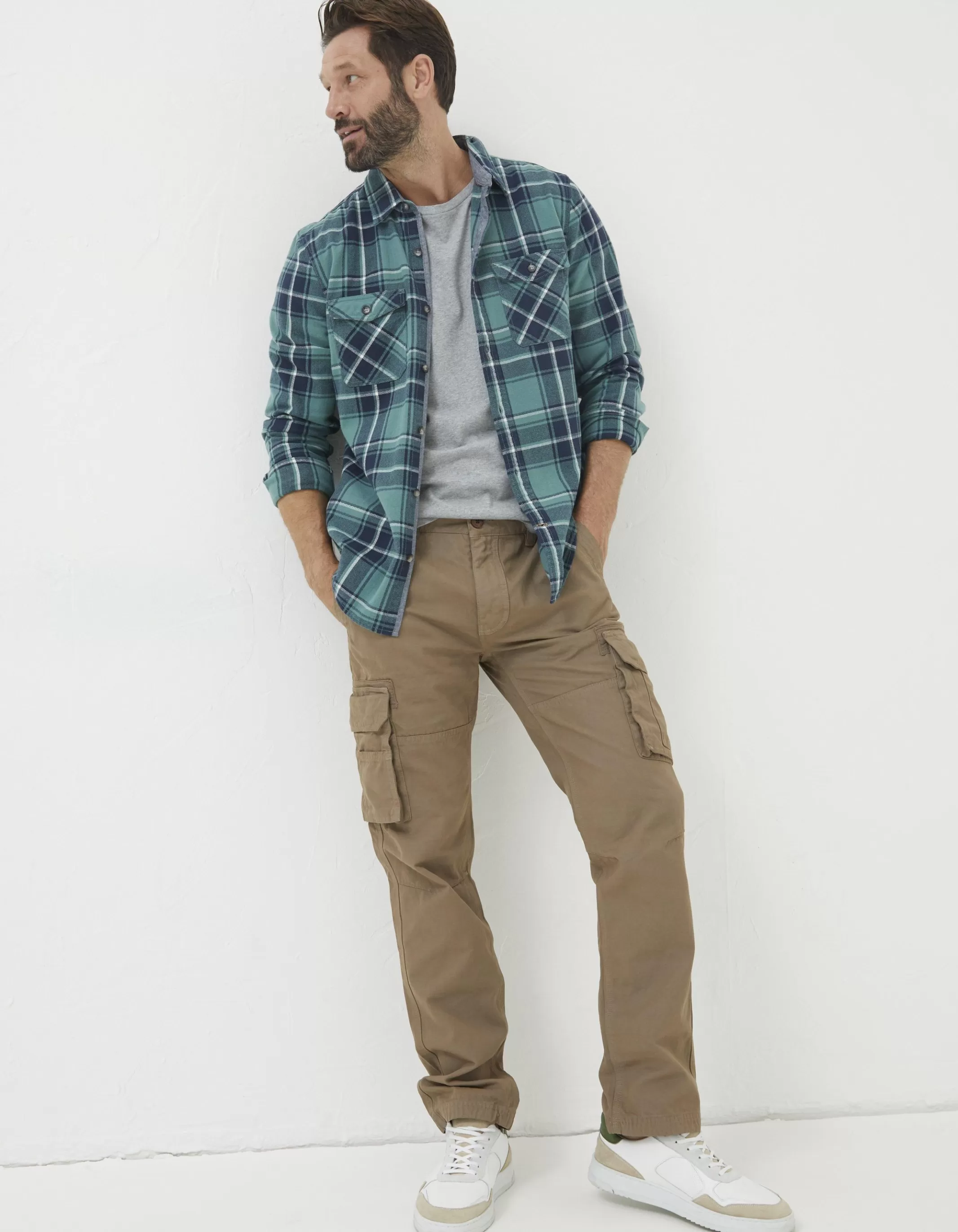 Cheap FatFace Breakyard Cargo Trousers Dark Natural