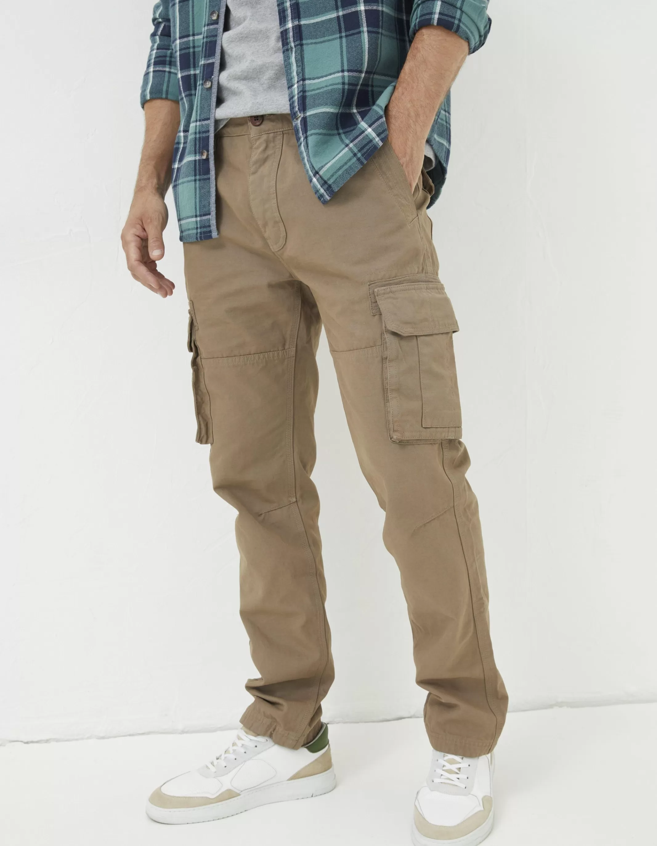 Cheap FatFace Breakyard Cargo Trousers Dark Natural
