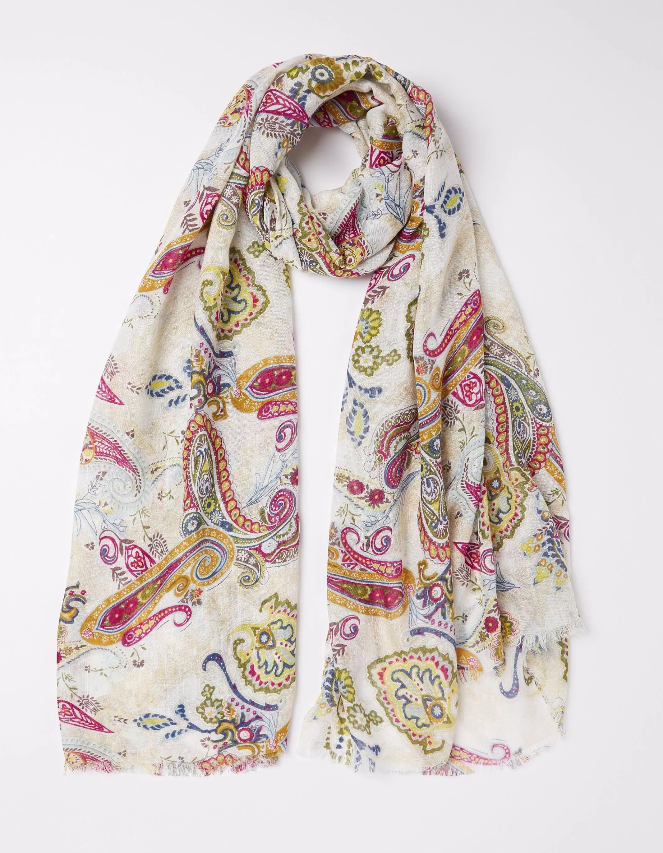 Flash Sale FatFace Bright Paisley Scarf Ivory