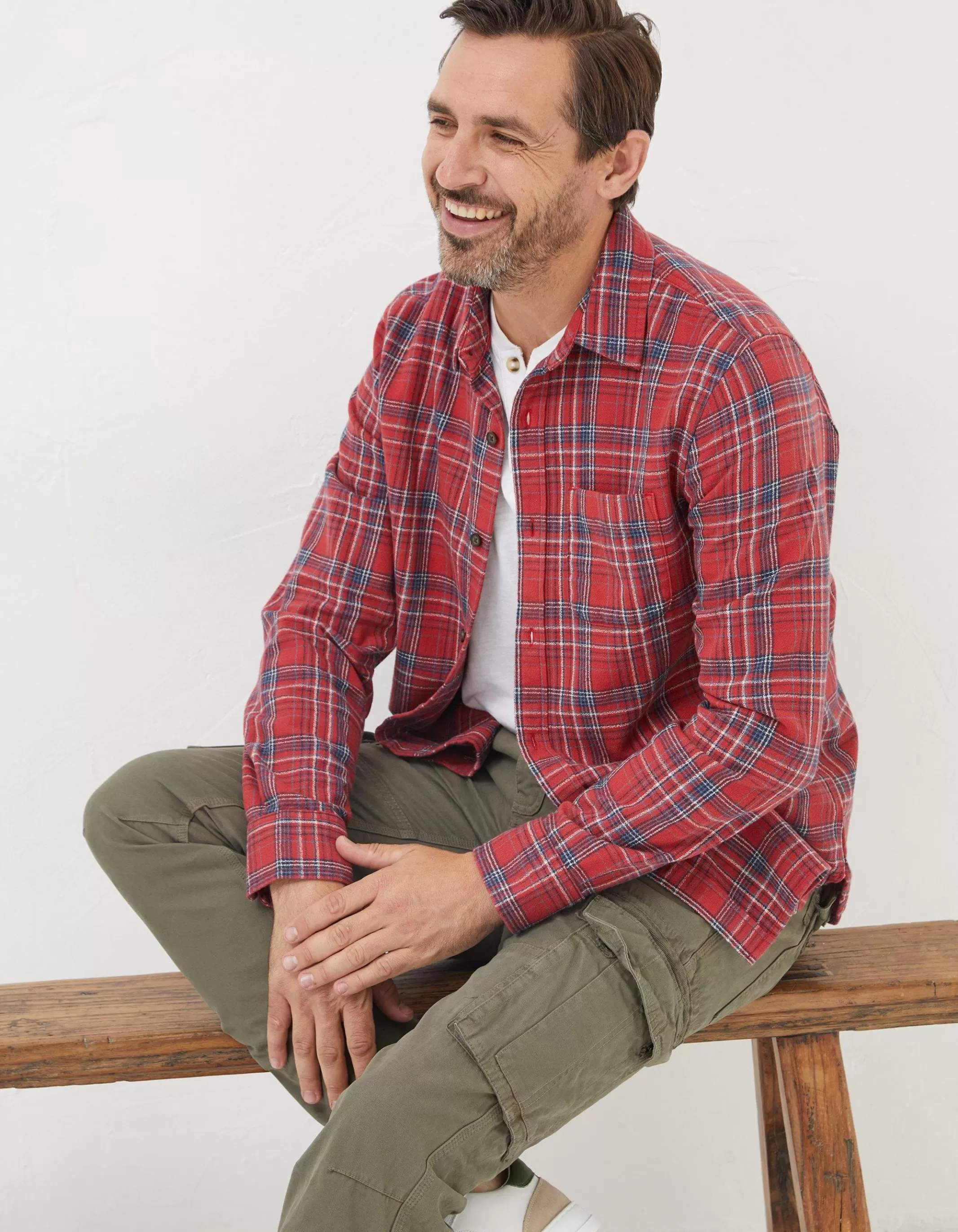 Cheap FatFace Broadfield Check Shirt Red