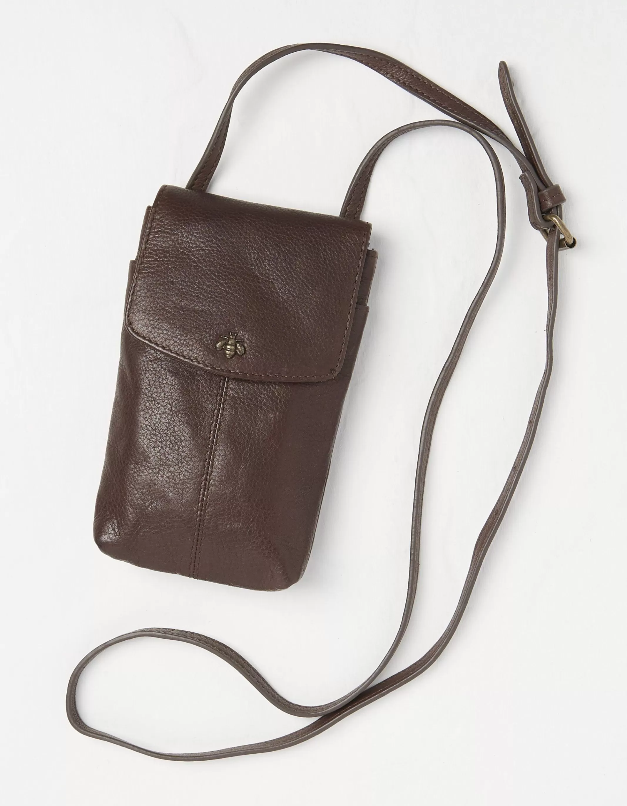 New FatFace Bronte Bee Phone Bag Chocolate Brown