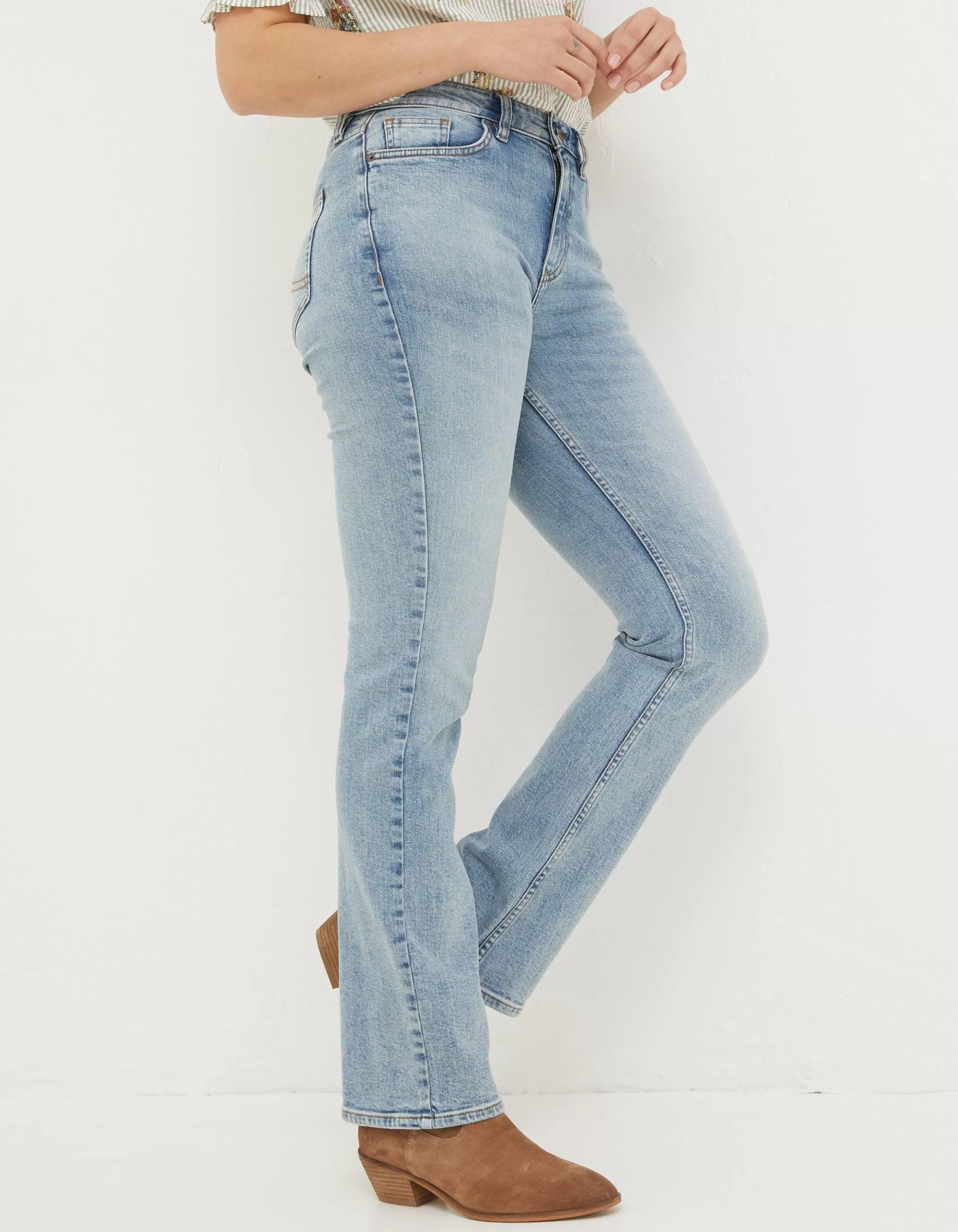 Shop FatFace Brooke Bootcut Jeans Light Denim Blue