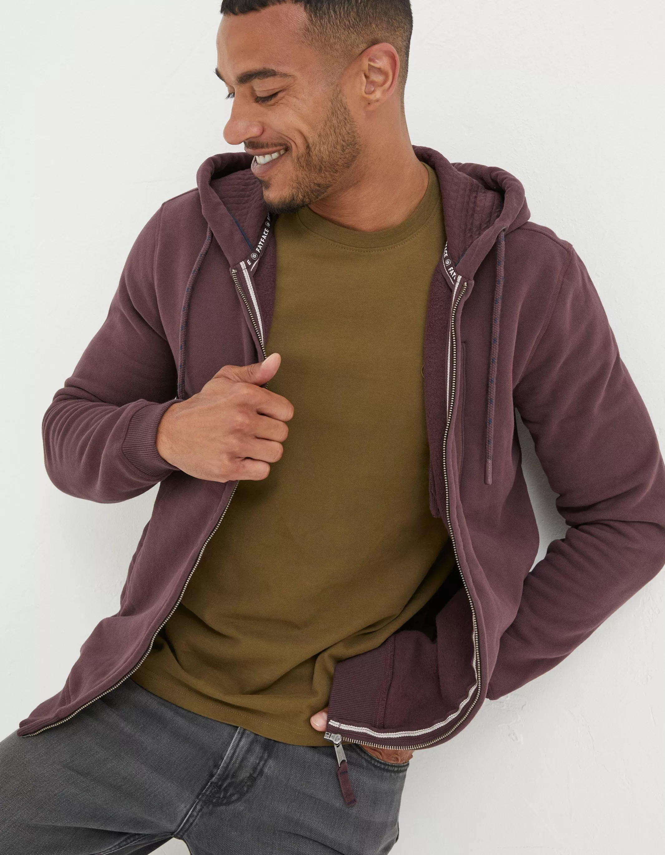 Cheap FatFace Brooke Zip Through Hoodie Plum