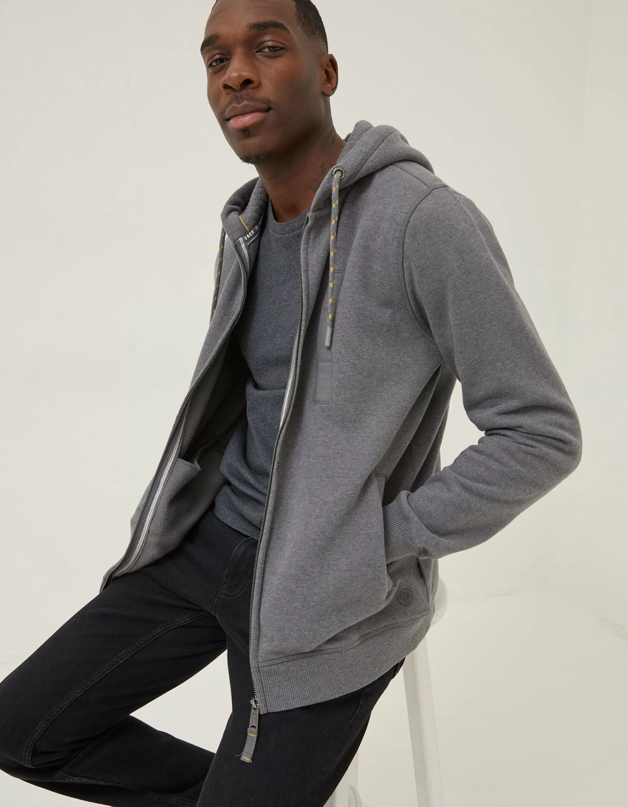 Discount FatFace Brooke Zip Through Hoodie Grey Marl