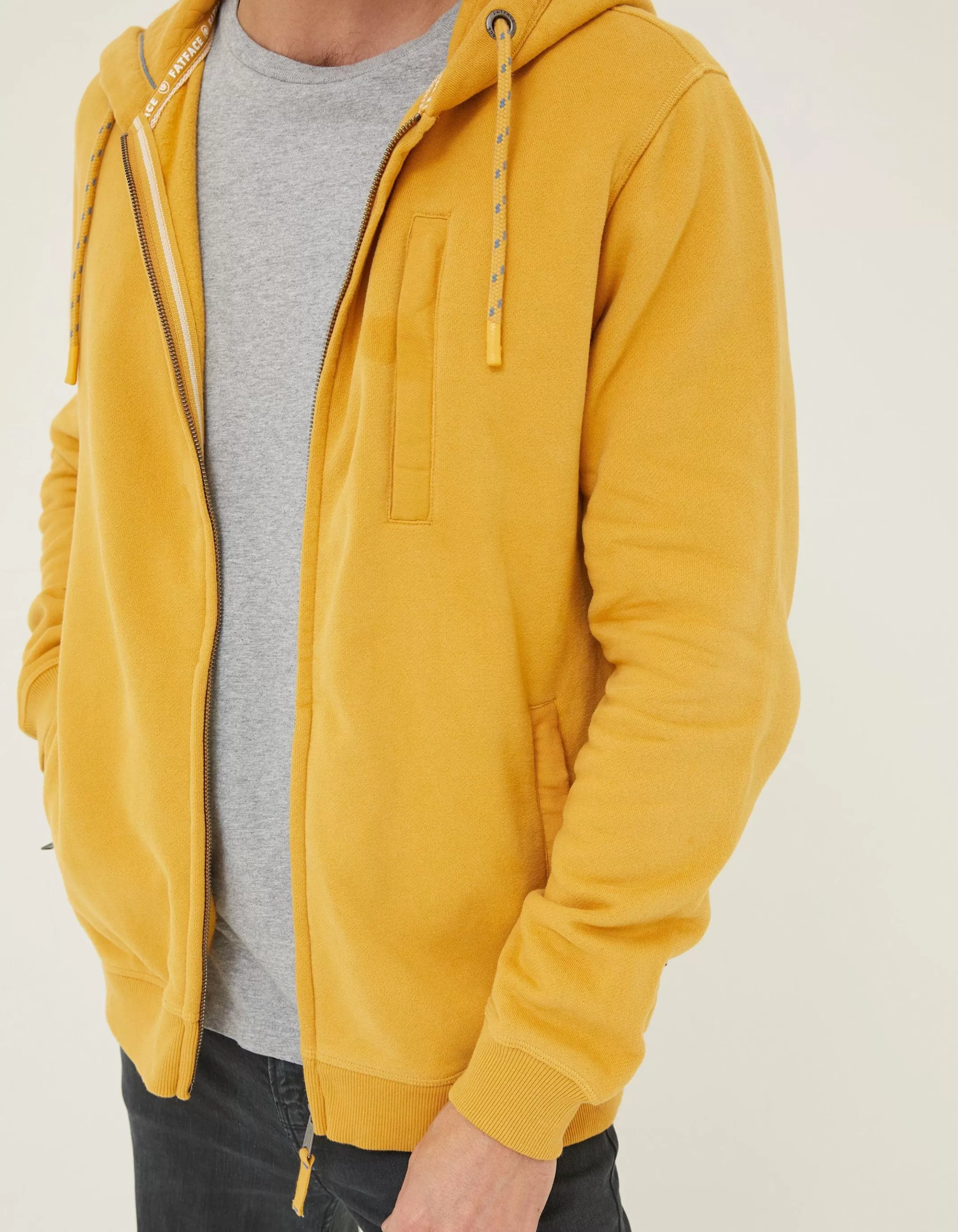 Shop FatFace Brooke Zip Through Hoodie Yellow