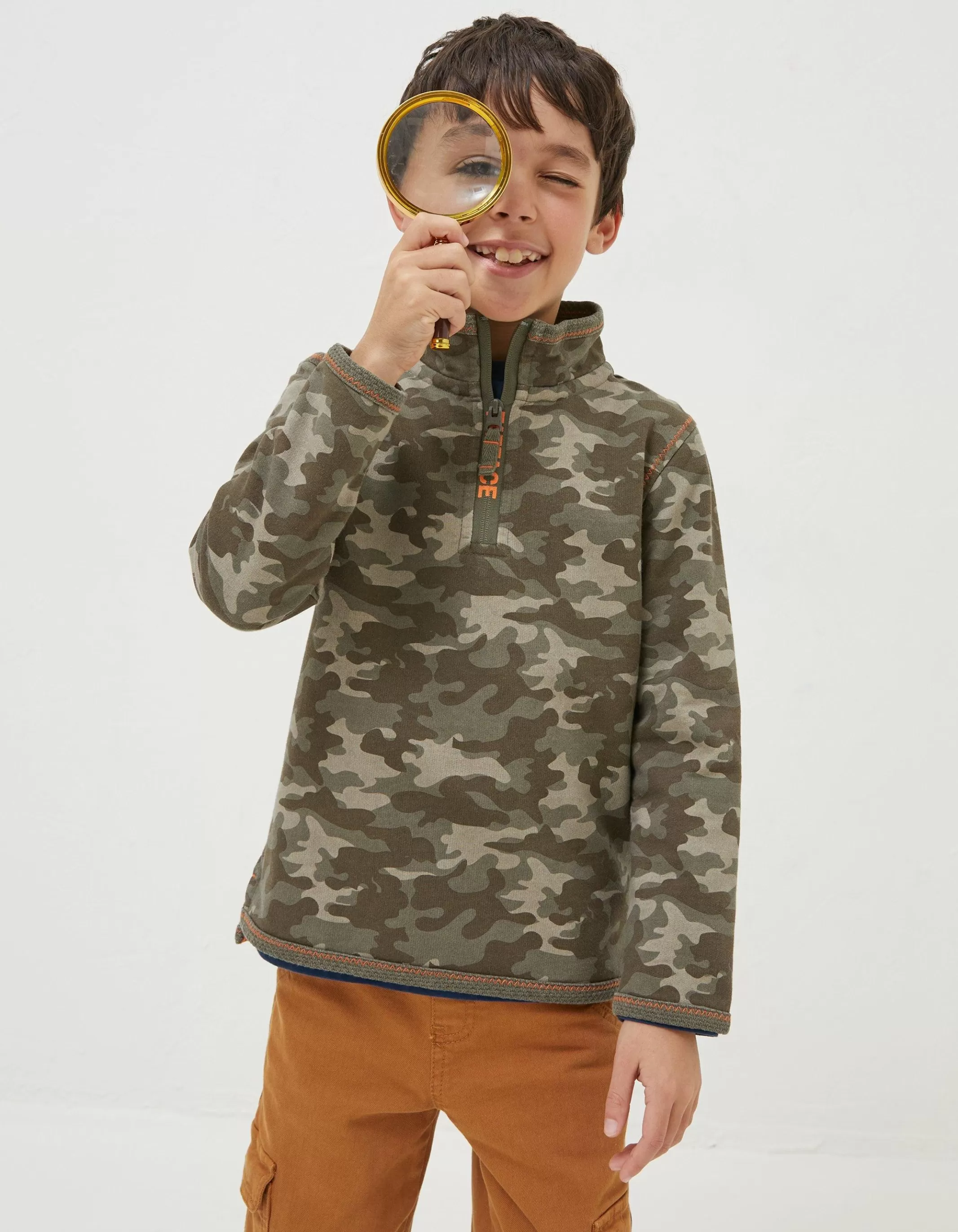 Best Sale FatFace Bude Camo Sweatshirt Khaki Green