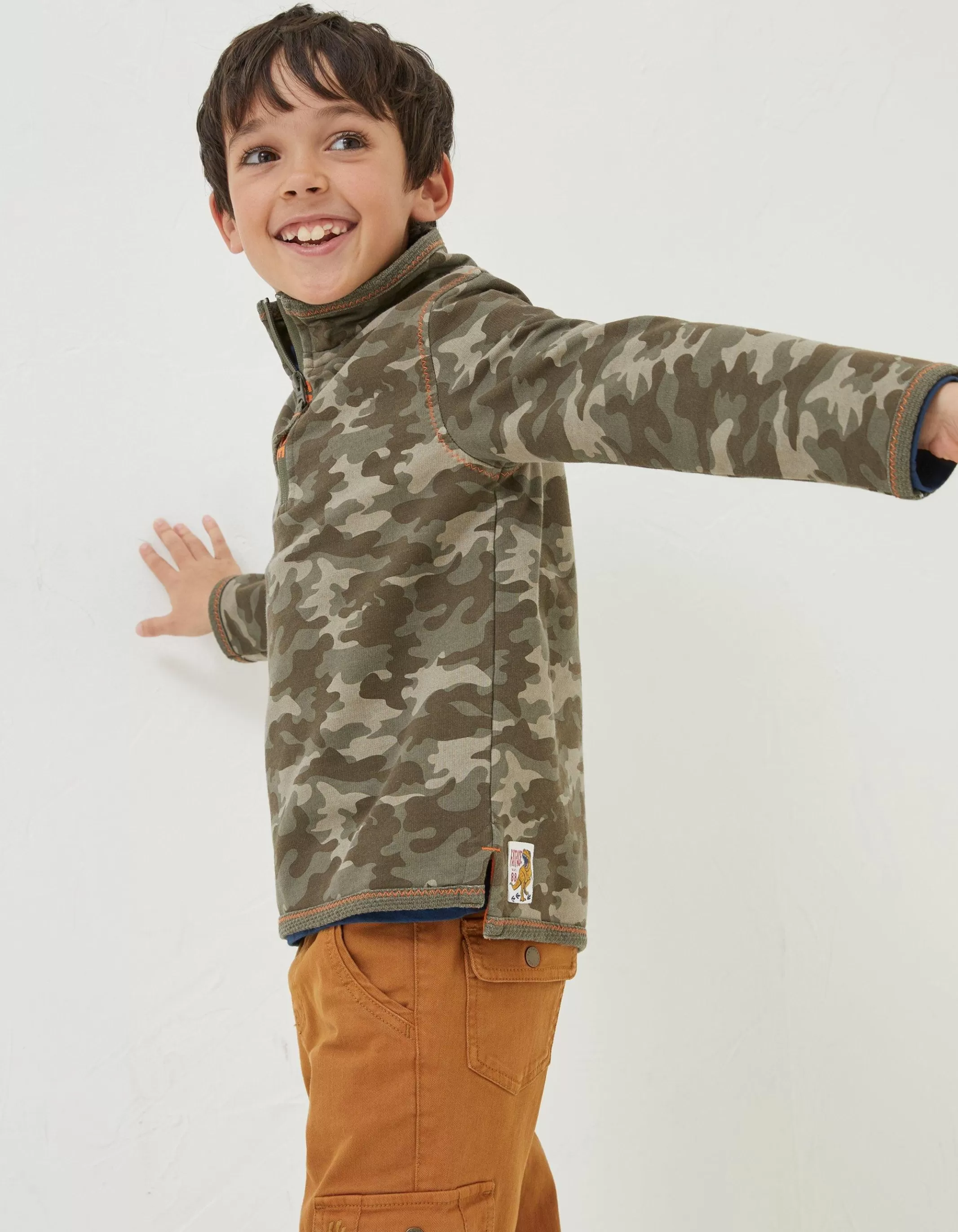 Best Sale FatFace Bude Camo Sweatshirt Khaki Green