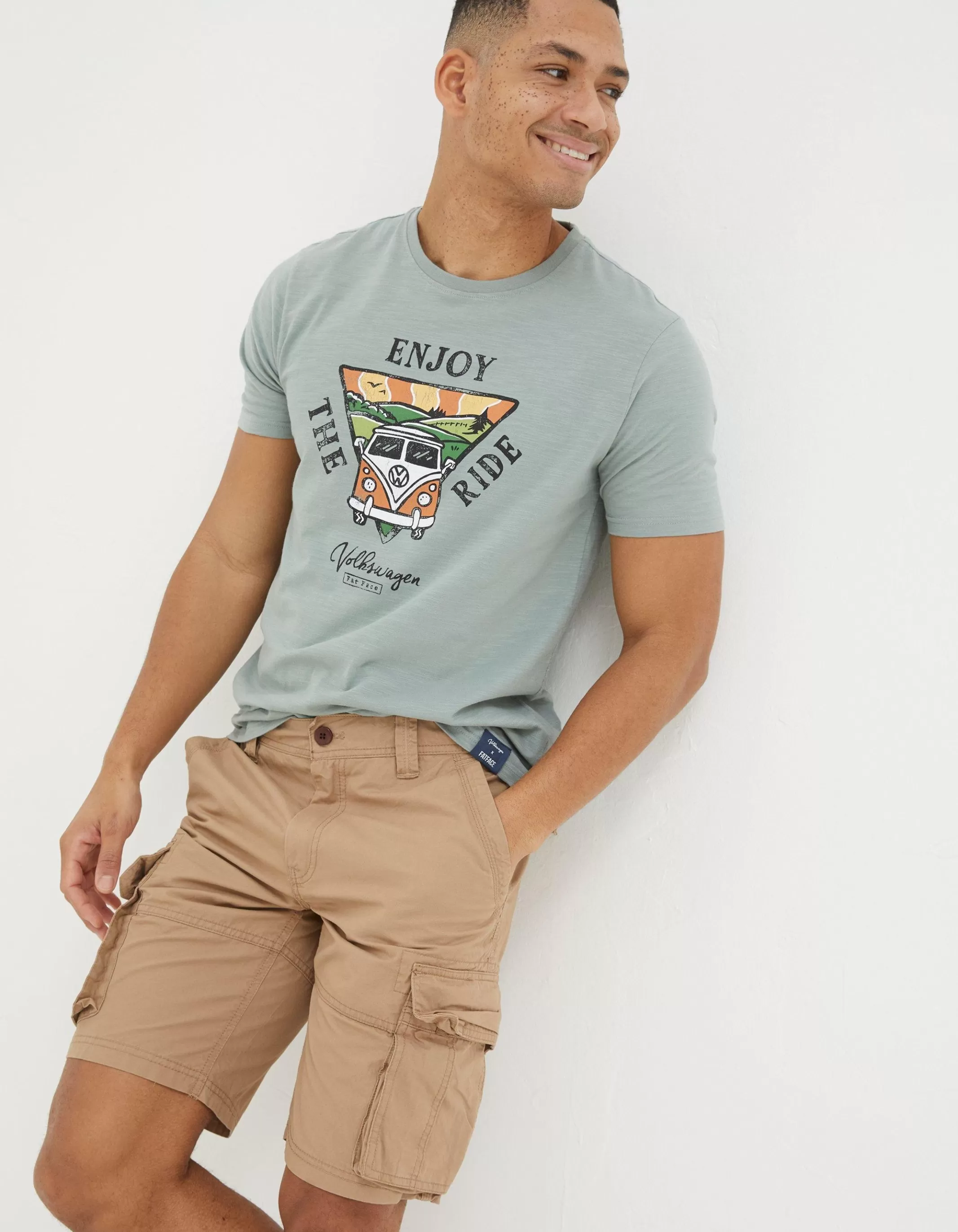 Clearance FatFace Bude Lightweight Cargo Shorts Tan
